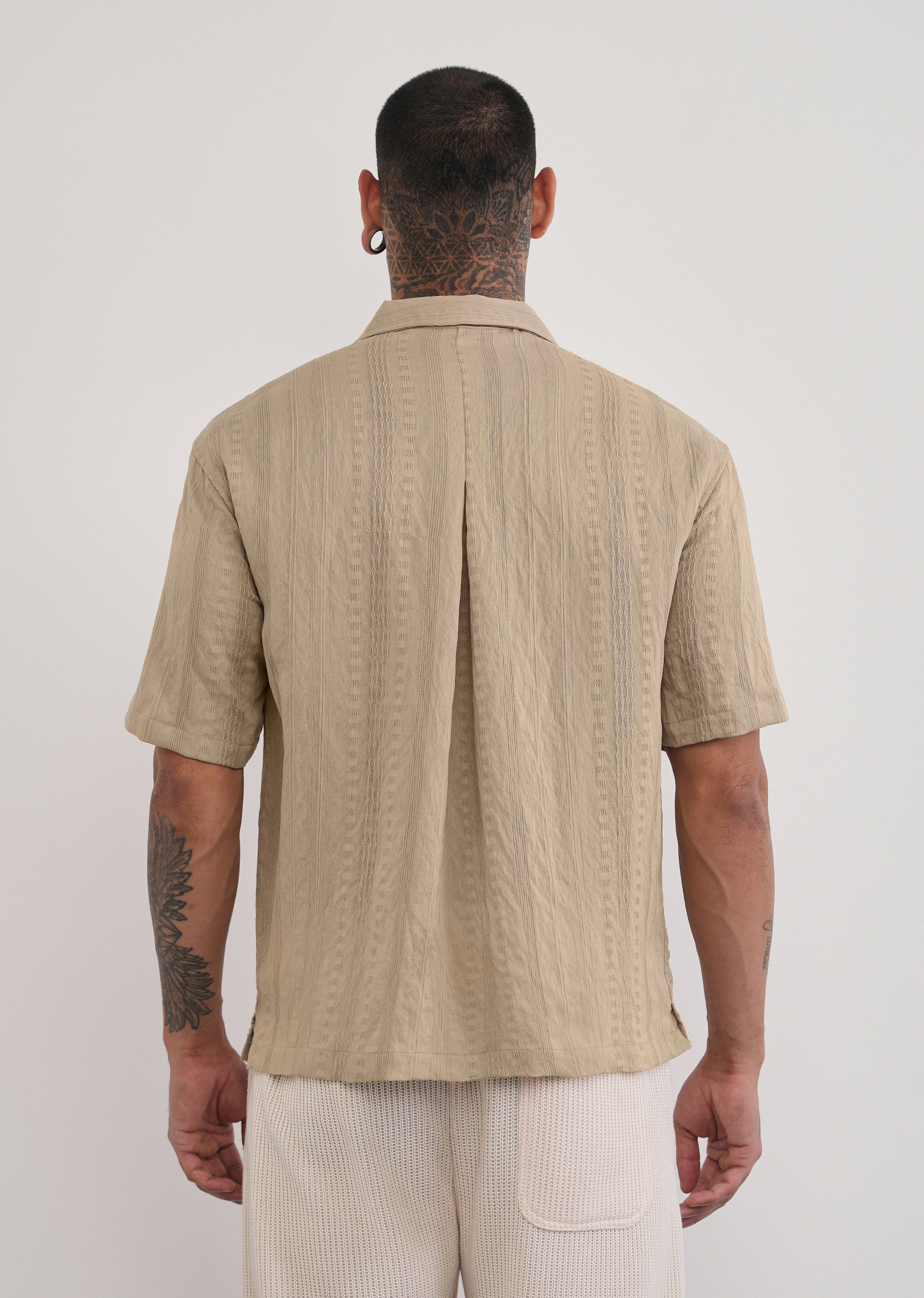 Tan Self Patterned Shirt
