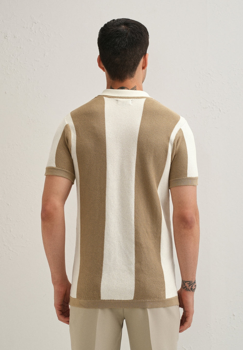 Tan Stripe Knitted Shirt