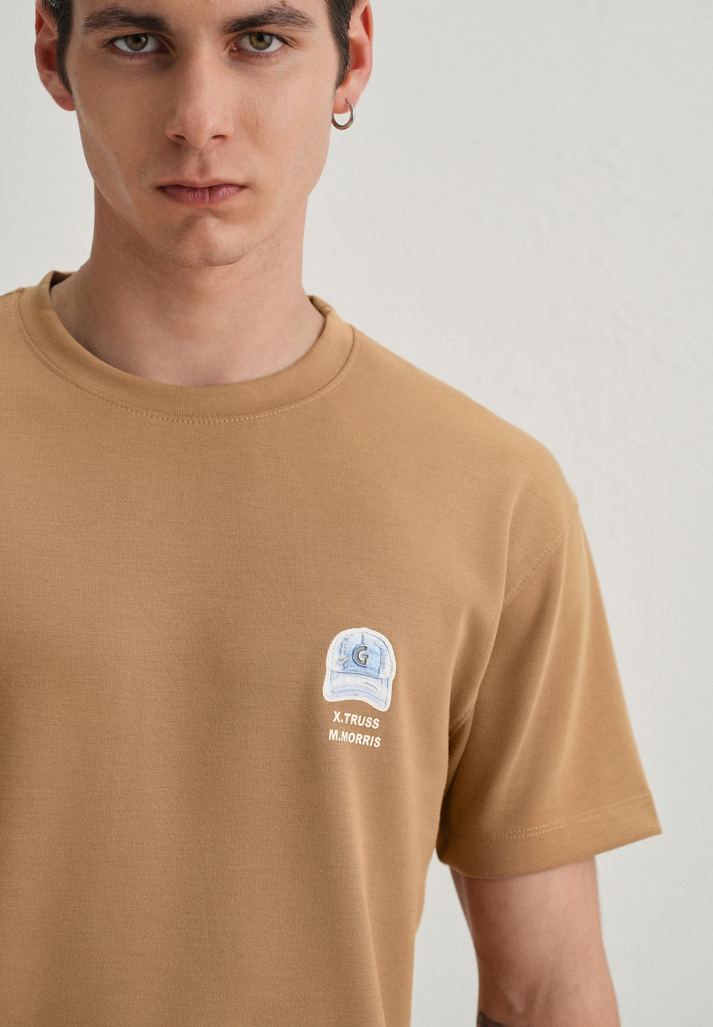 Tan Textured Back Print T-Shirt