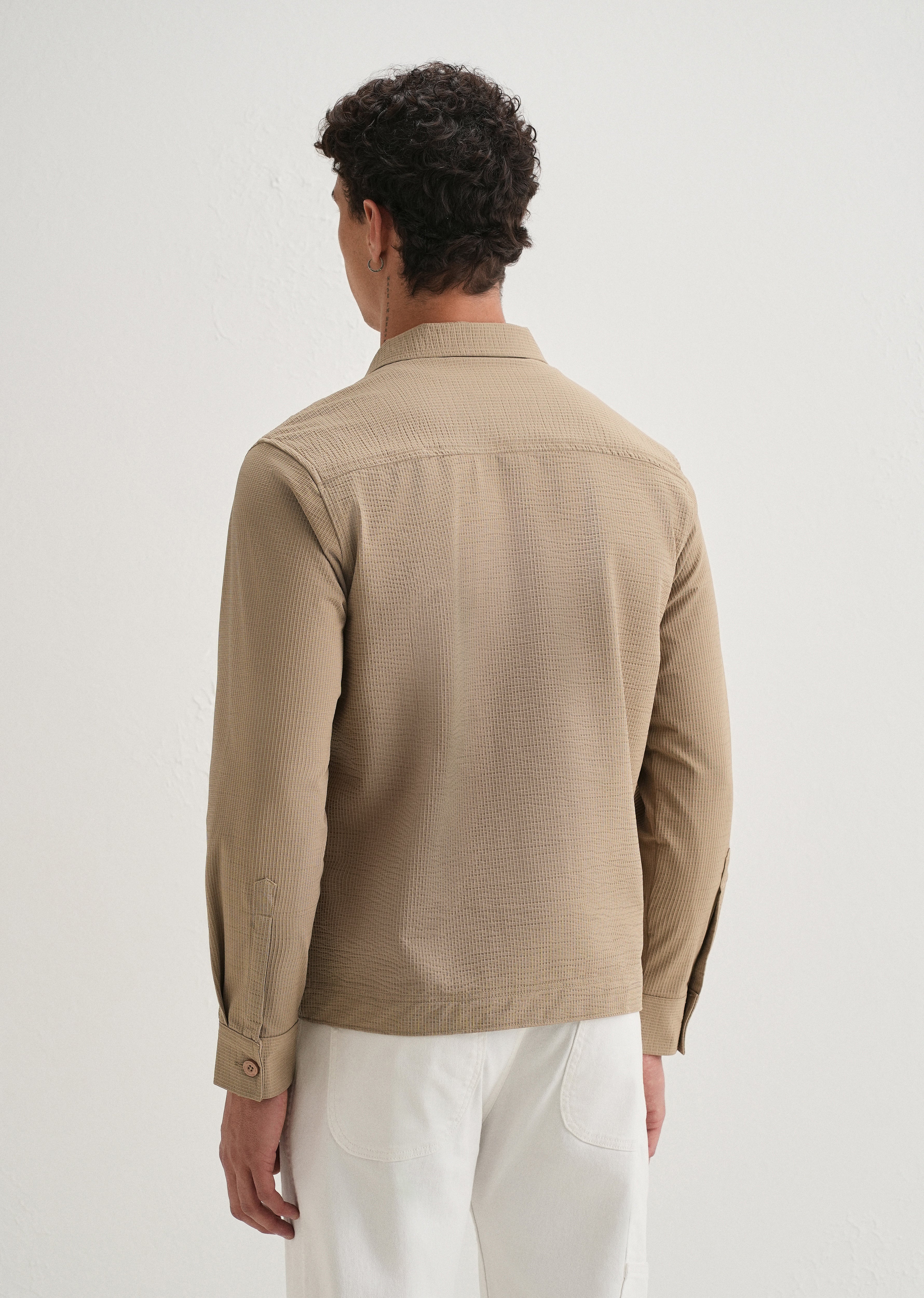 Tan Waffle Textured Shacket