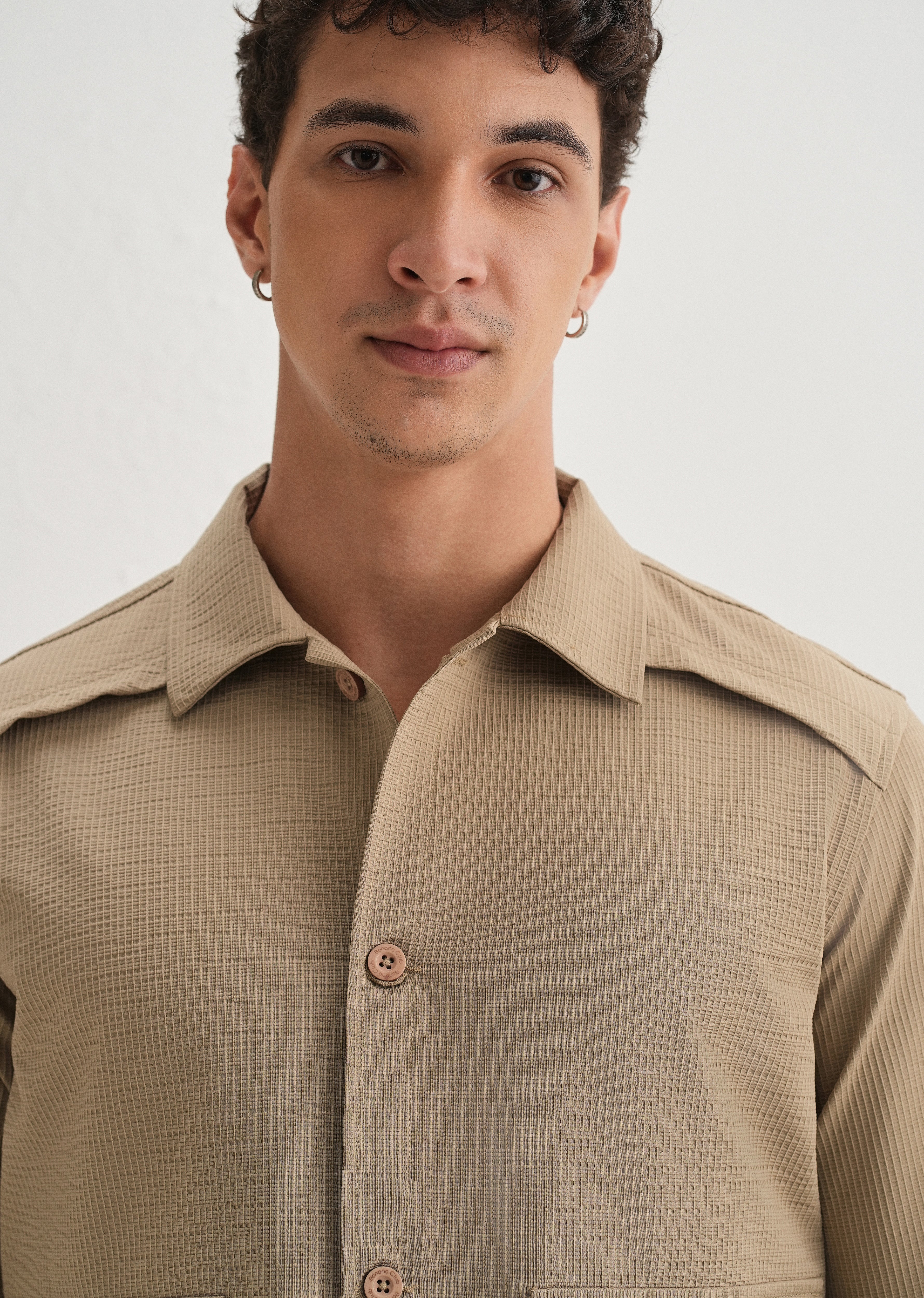 Tan Waffle Textured Shacket