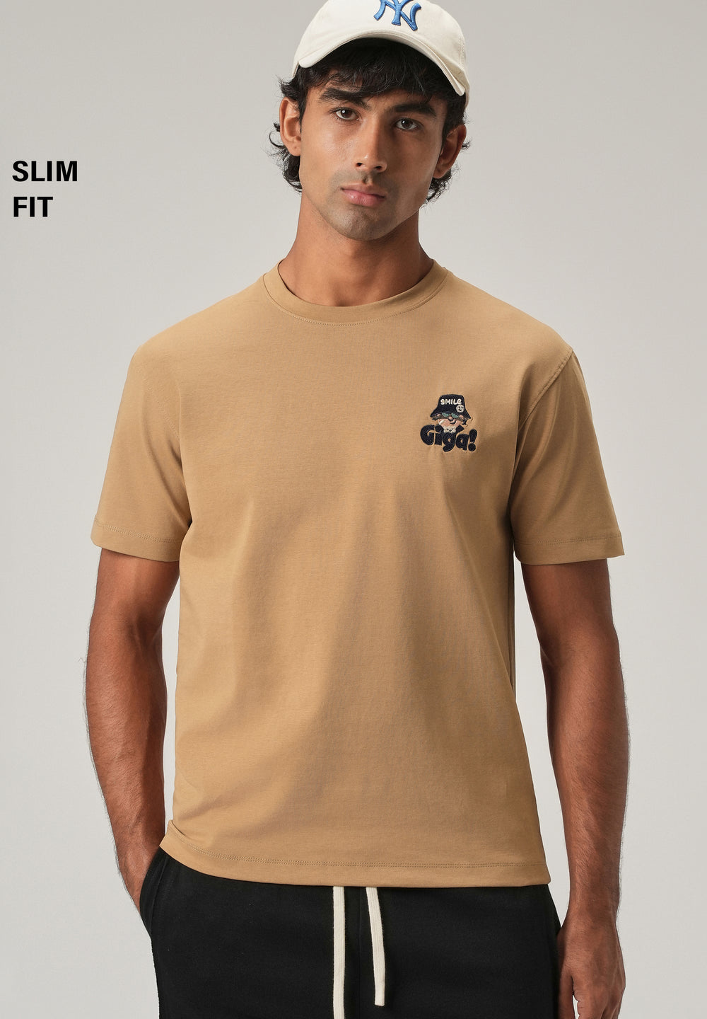 Tan Back Print Slim Fit T-Shirt