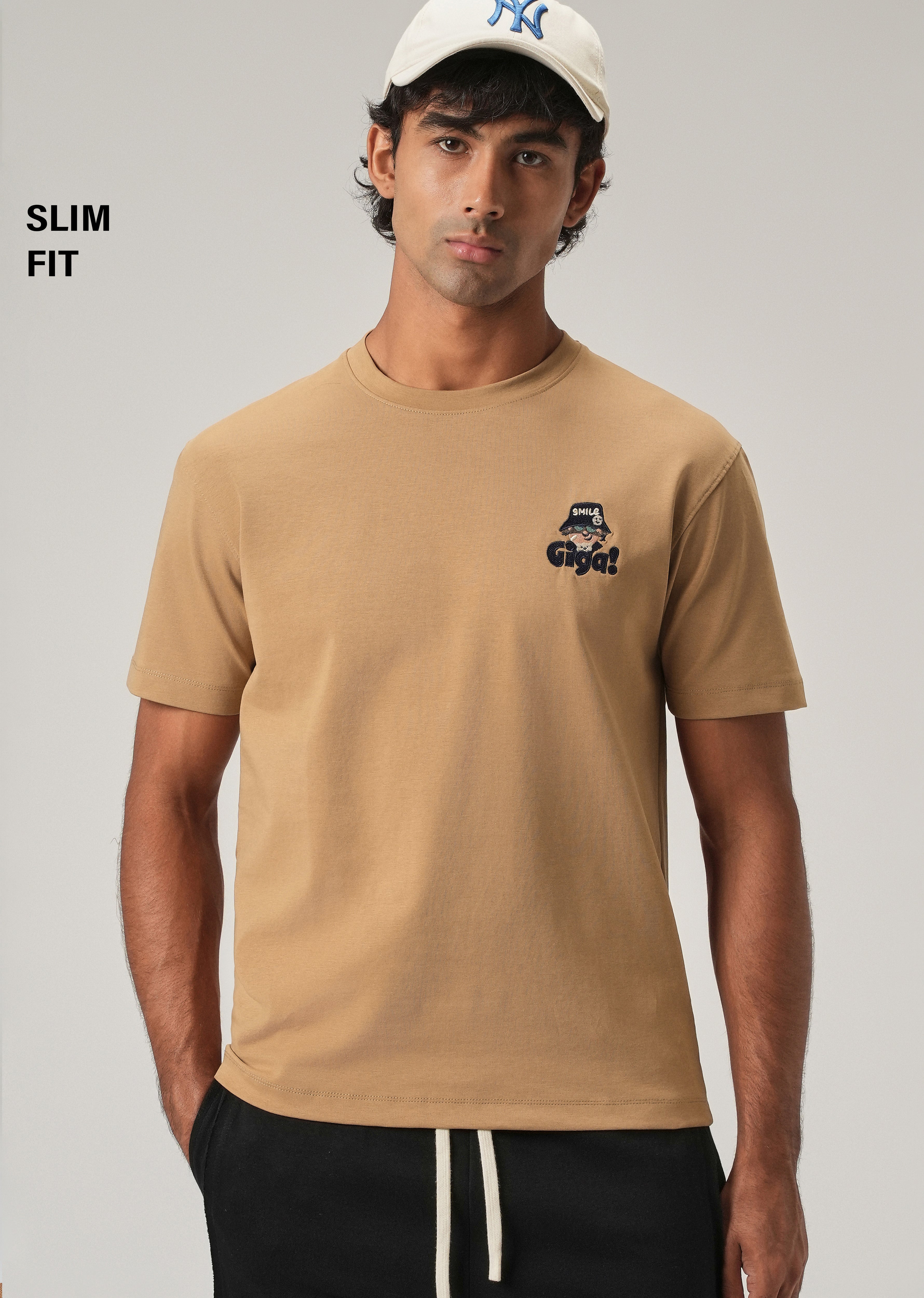 Tan Back Print Slim Fit T-Shirt