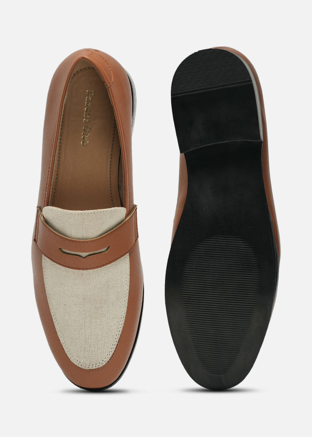 Tan & Beige Dual-Tone Loafers