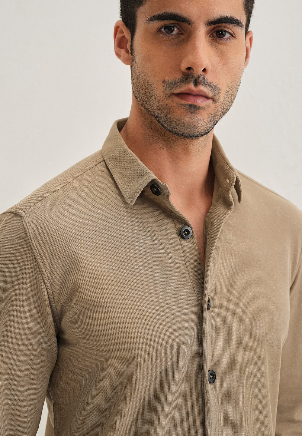 Tan Brown Knitted Shirt