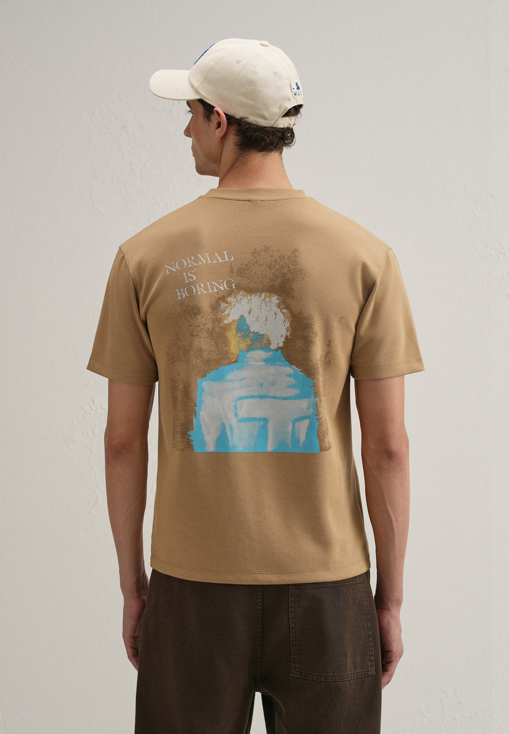 Tan Graphic Back Printed T-shirt