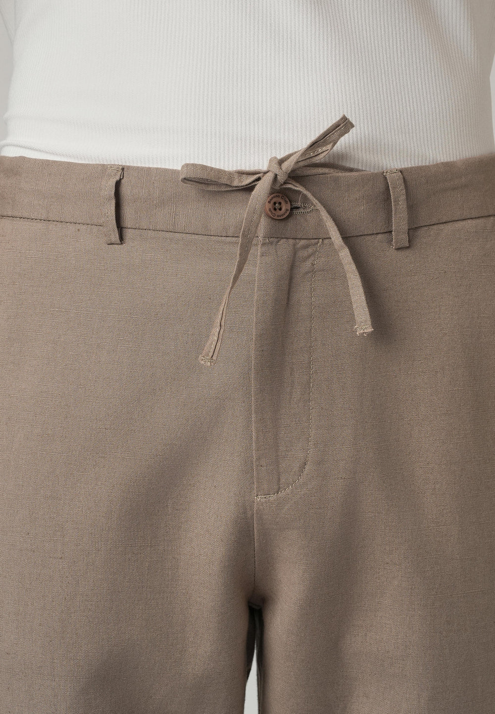 Tan Linen Relaxed Fit Trouser