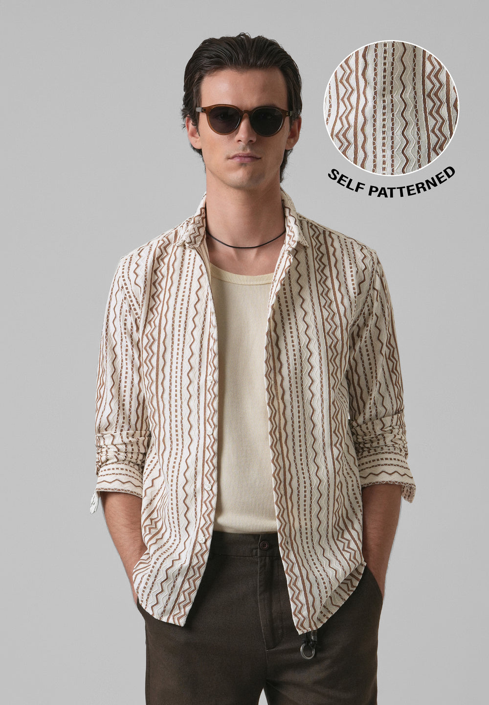 Tan Self Pattern Shirt