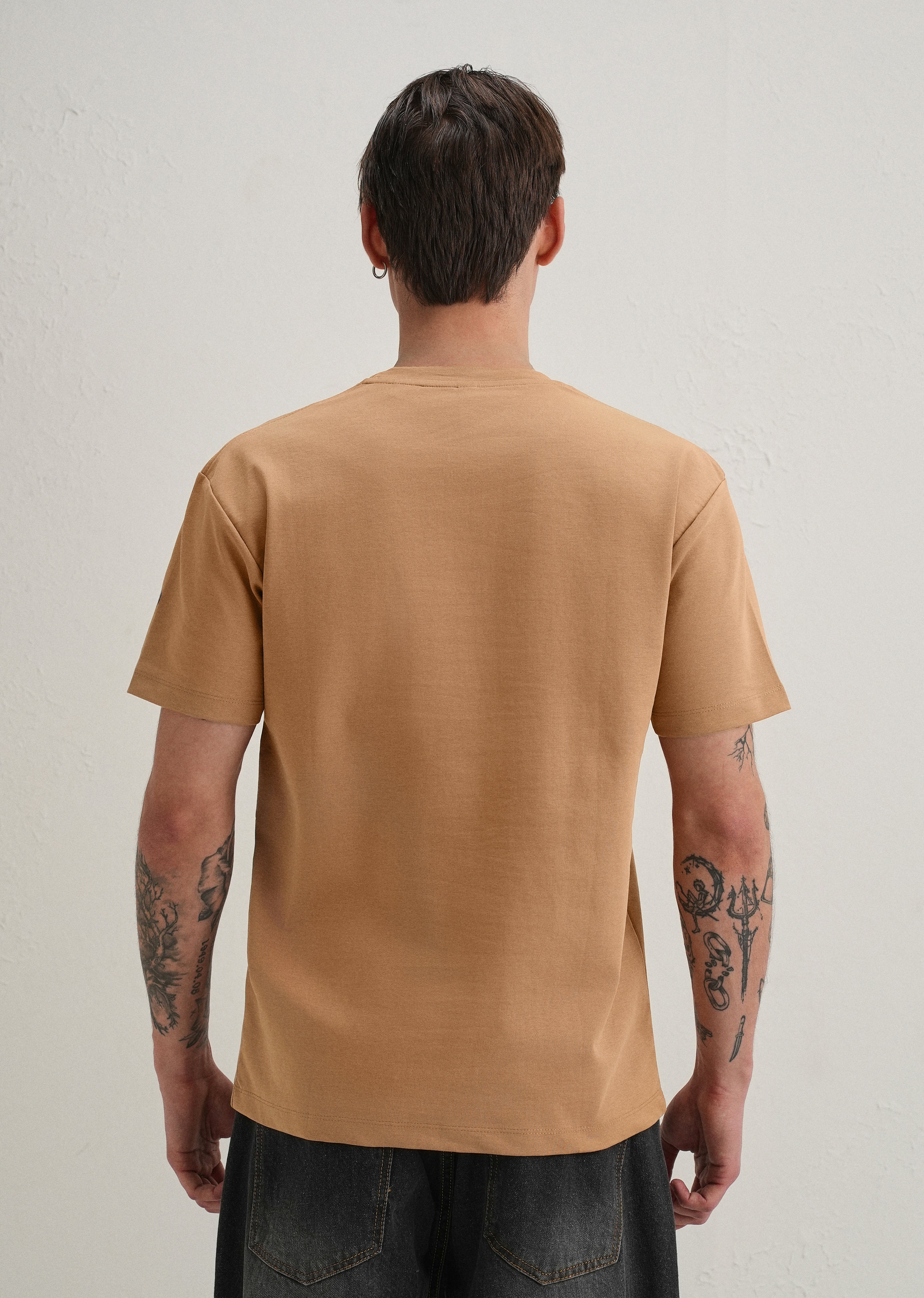 Tan Textured Print T-Shirt