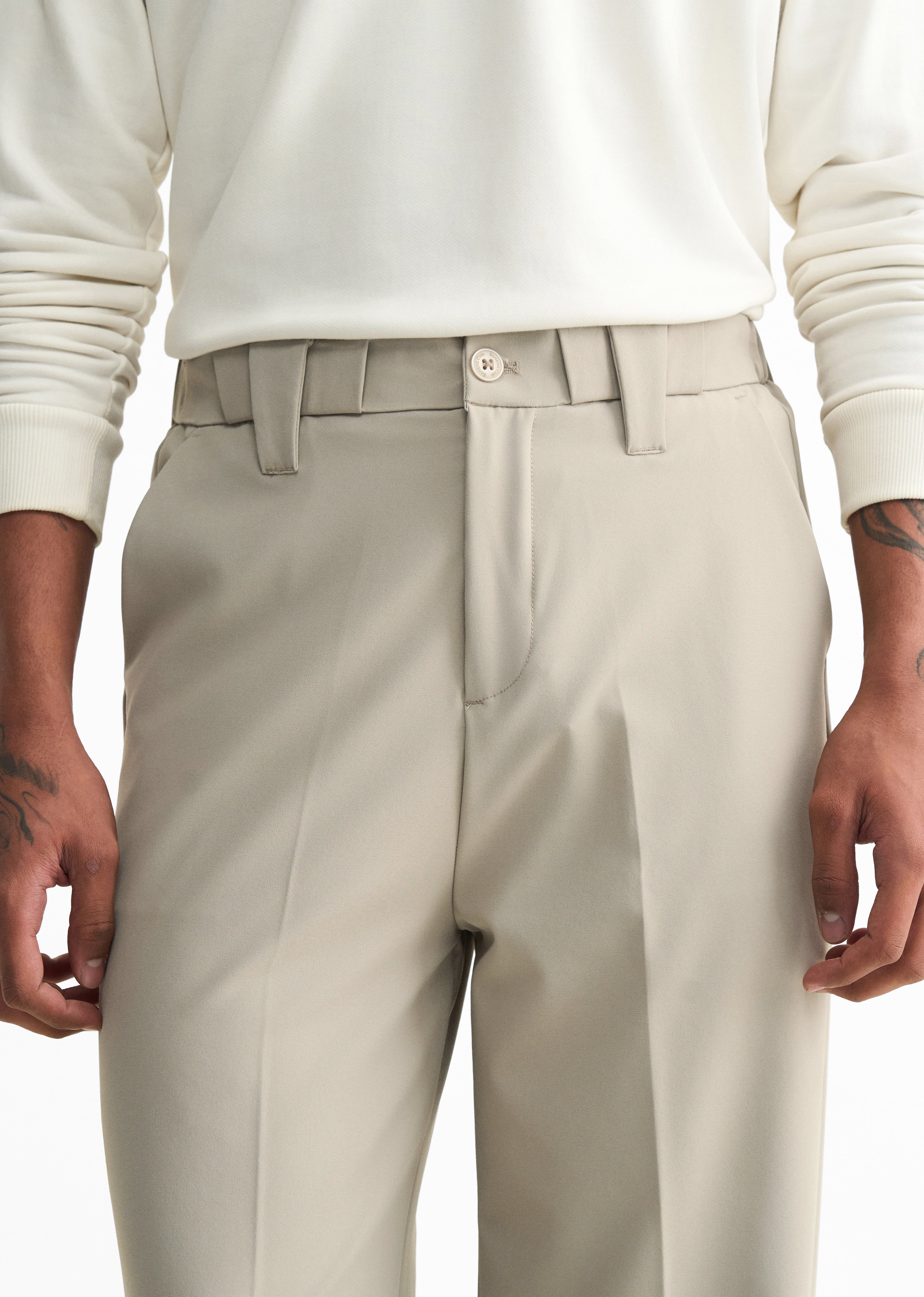 Taupe Back Elastic Relaxed Fit Trouser