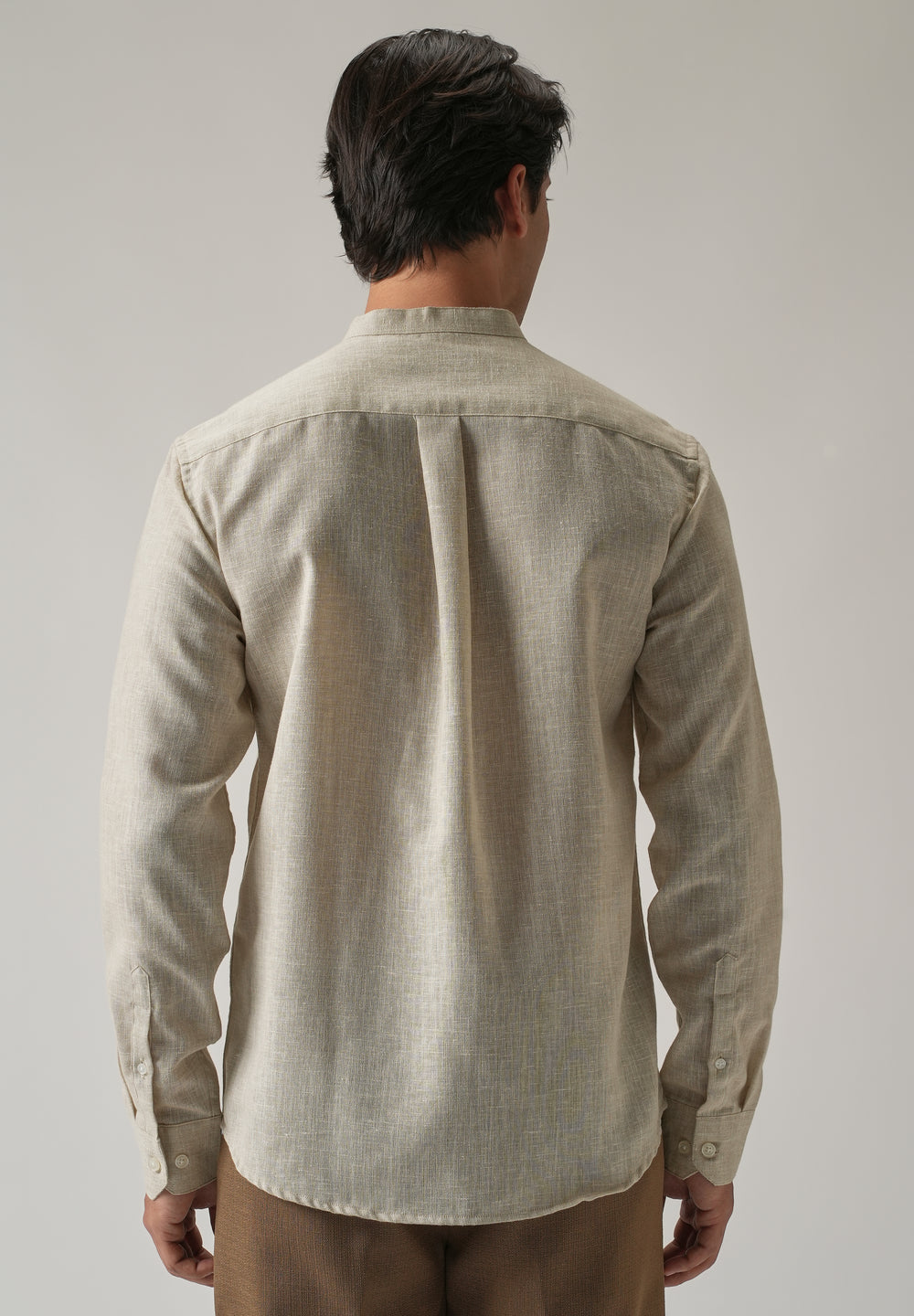 Taupe Beige Blended Linen Shirt
