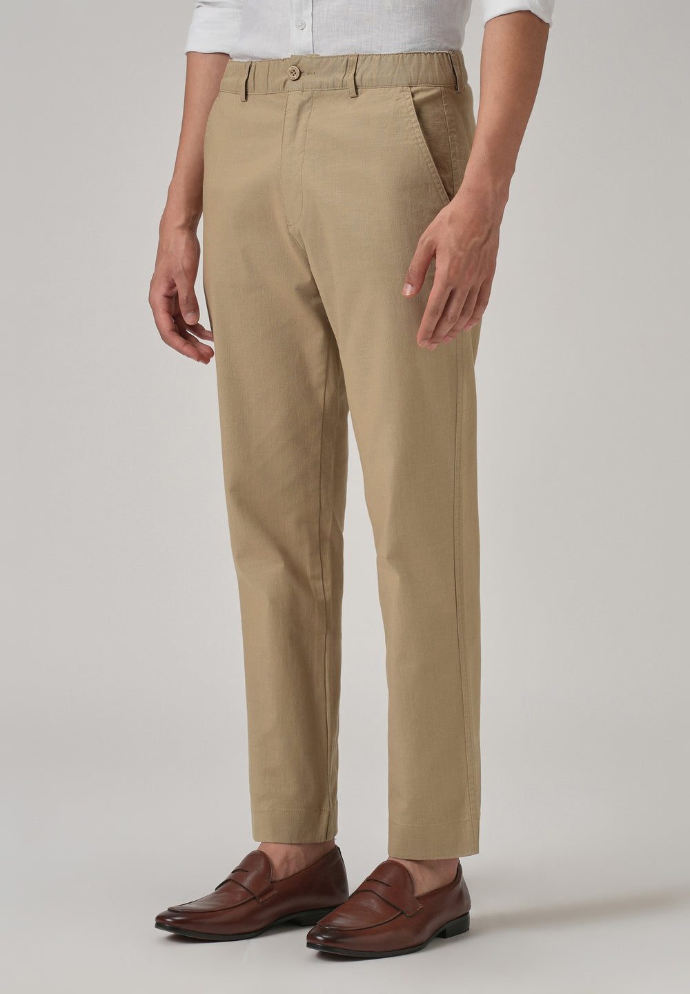 Taupe Beige Cotton Trouser