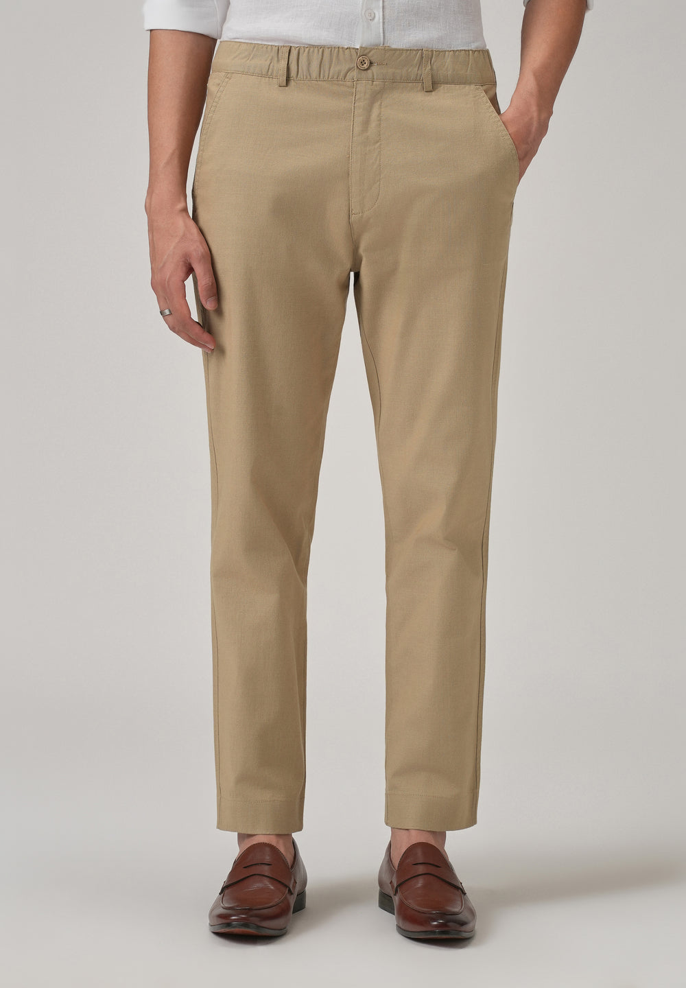 Taupe Beige Cotton Trouser