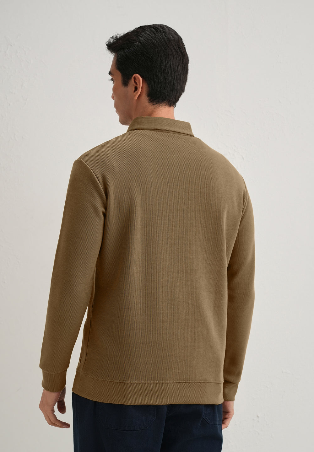 Taupe Knitted Polo Sweatshirt