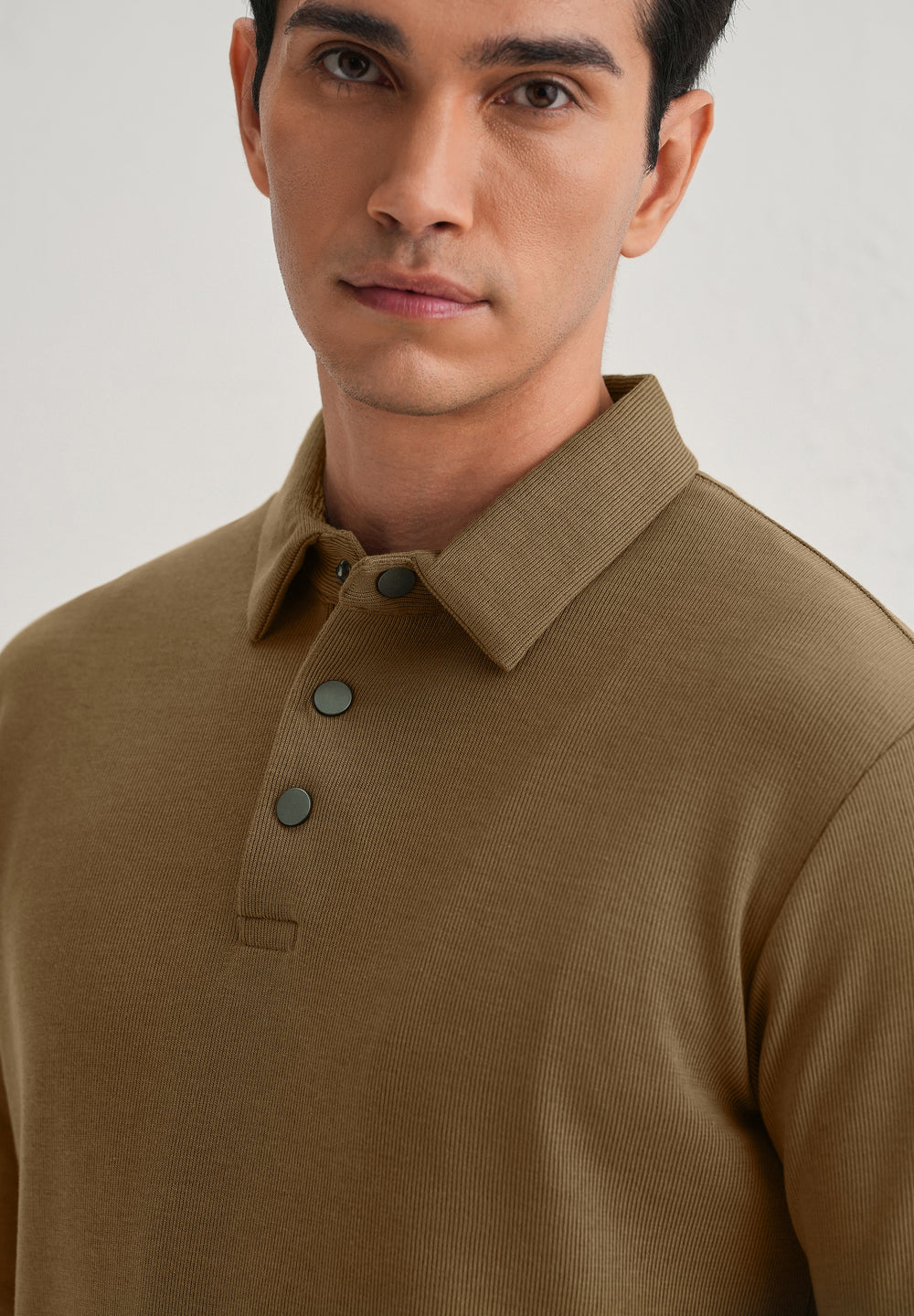 Taupe Knitted Polo Sweatshirt