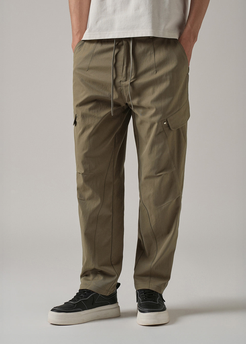 Taupe Stone Wash Cargo Pants