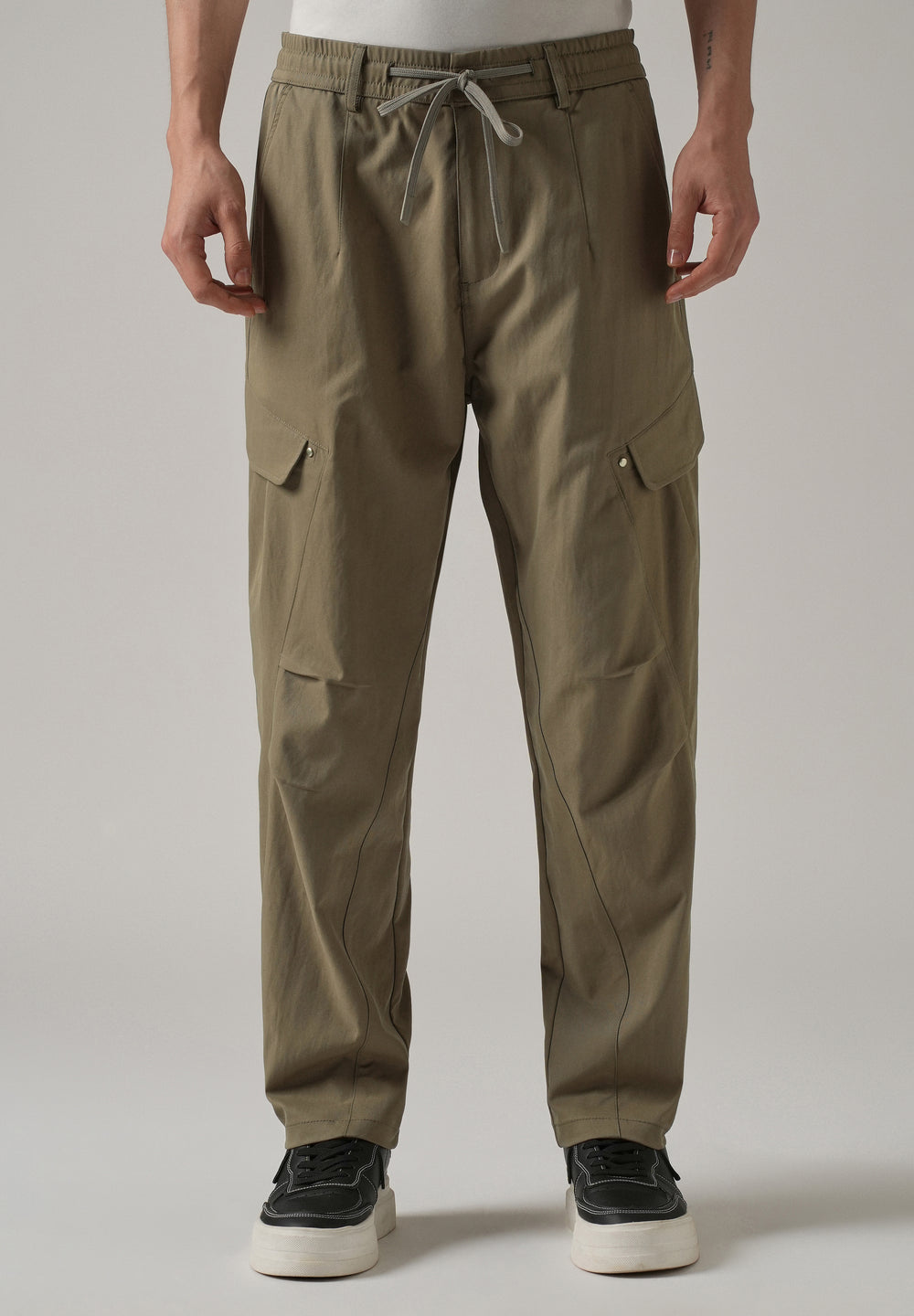 Taupe Stone Wash Cargo Pants