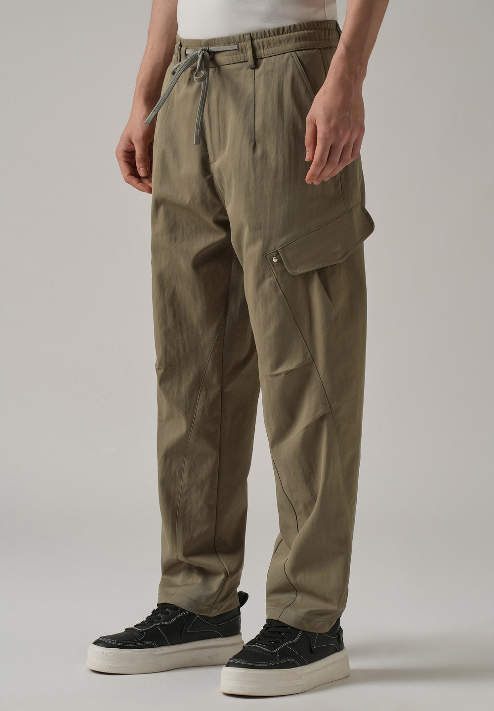 Taupe Stone Wash Cargo Pants