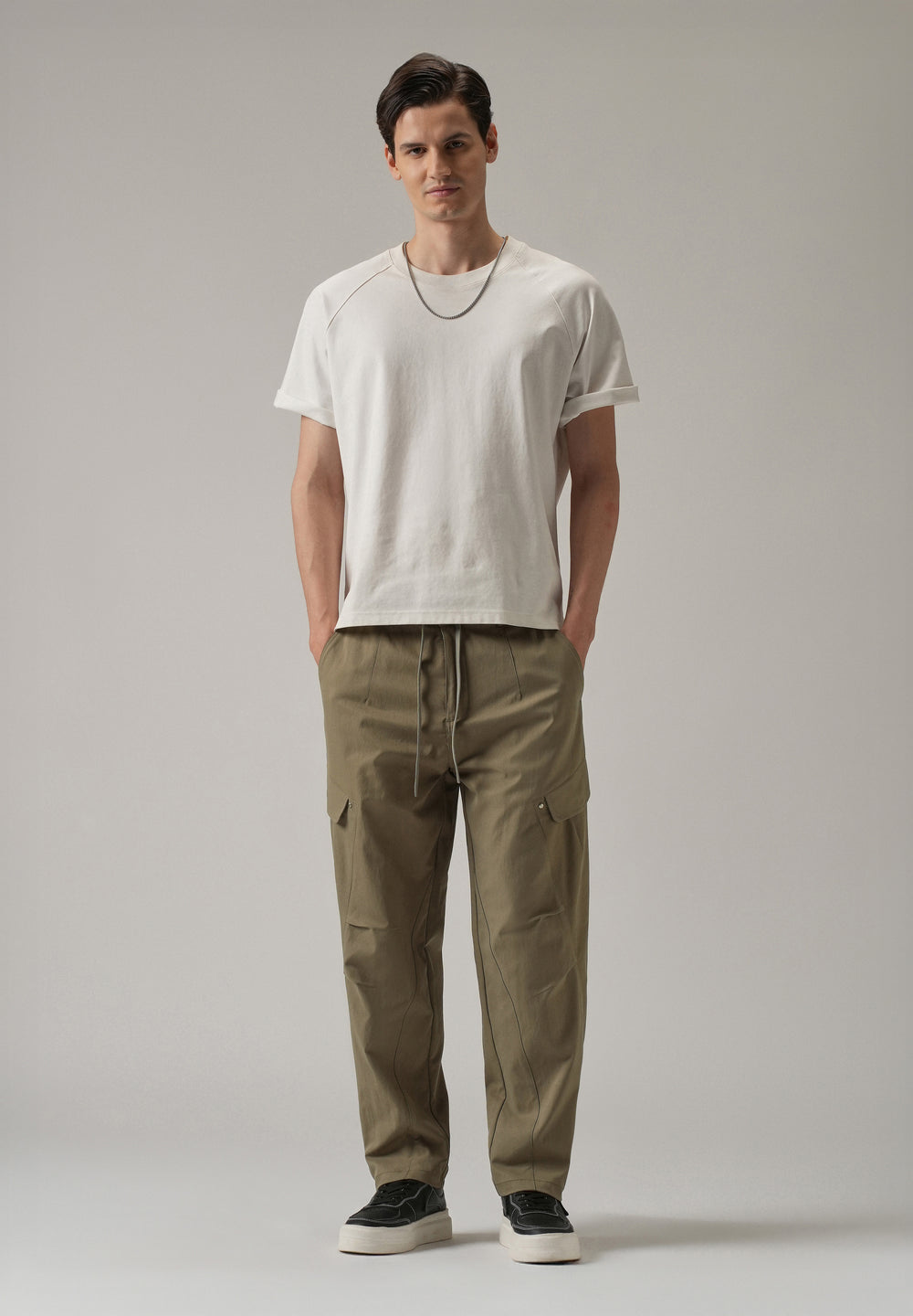 Taupe Stone Wash Cargo Pants