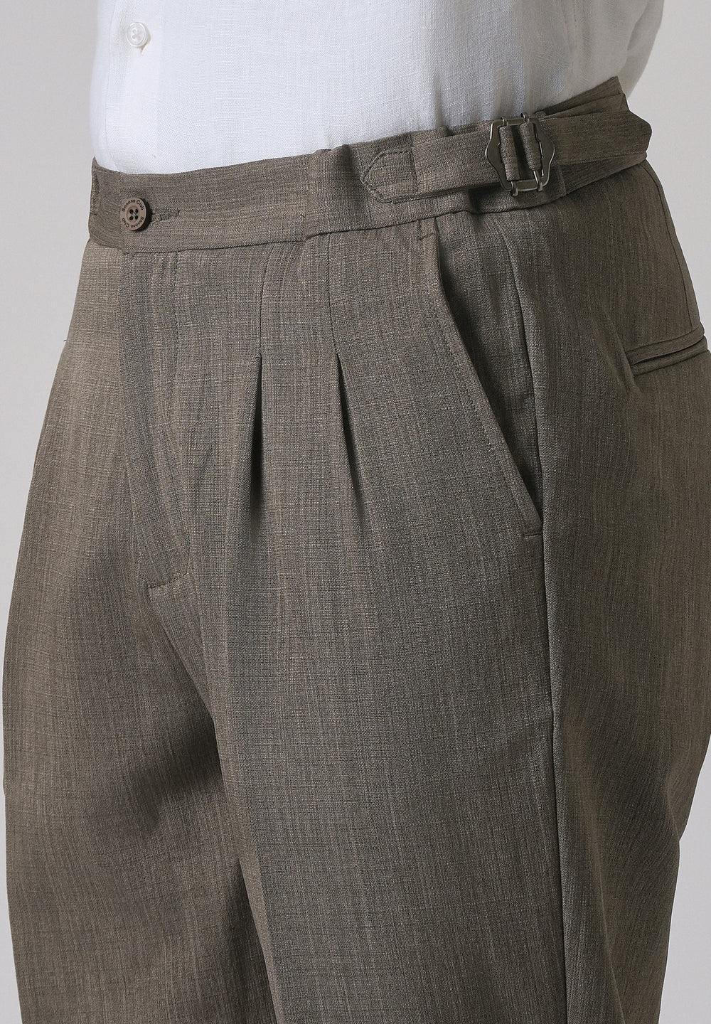 Taupe Pleated Gurkha Pant