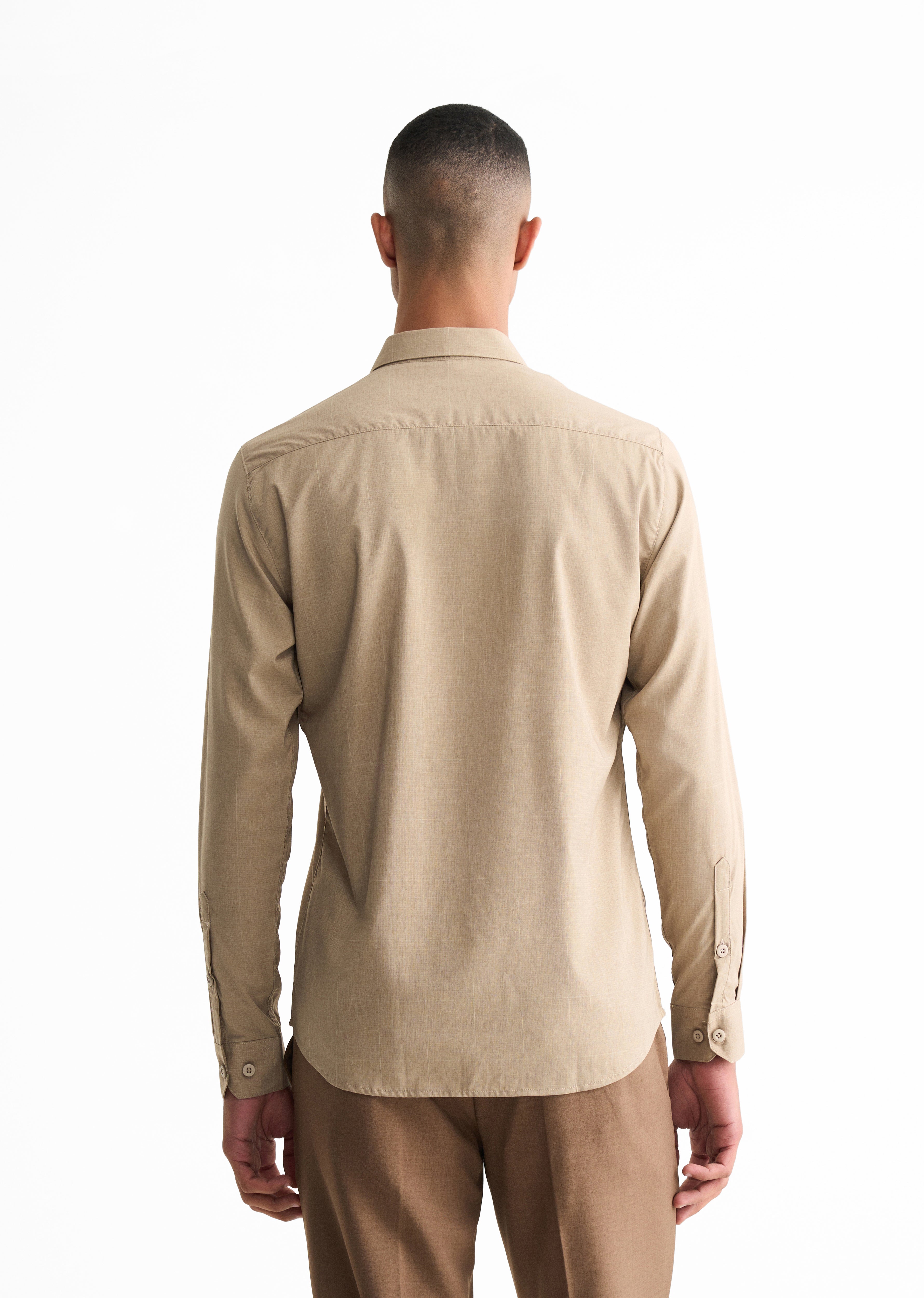 Taupe Self Check Shirt