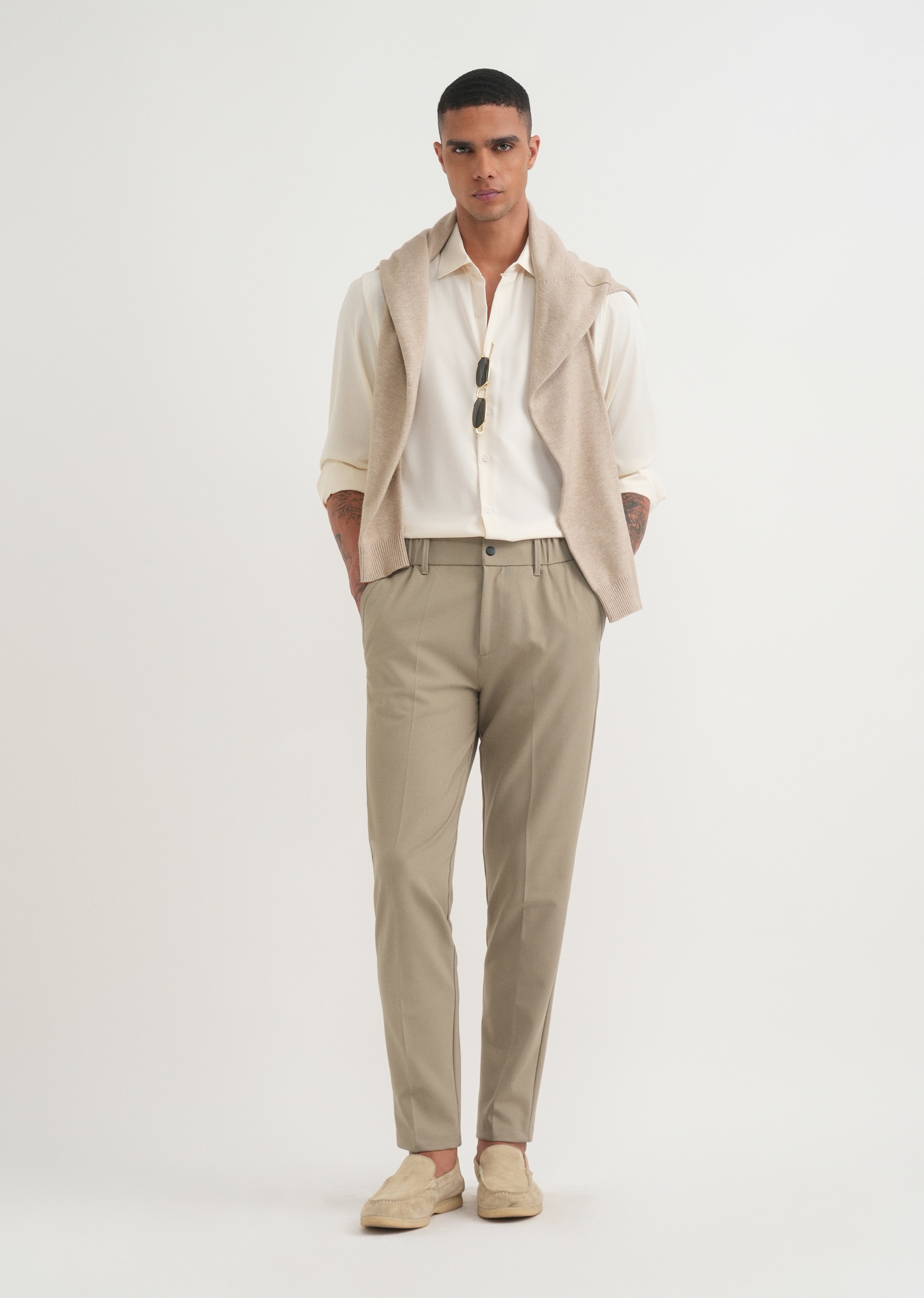 Taupe Semi-Elasticated Trouser