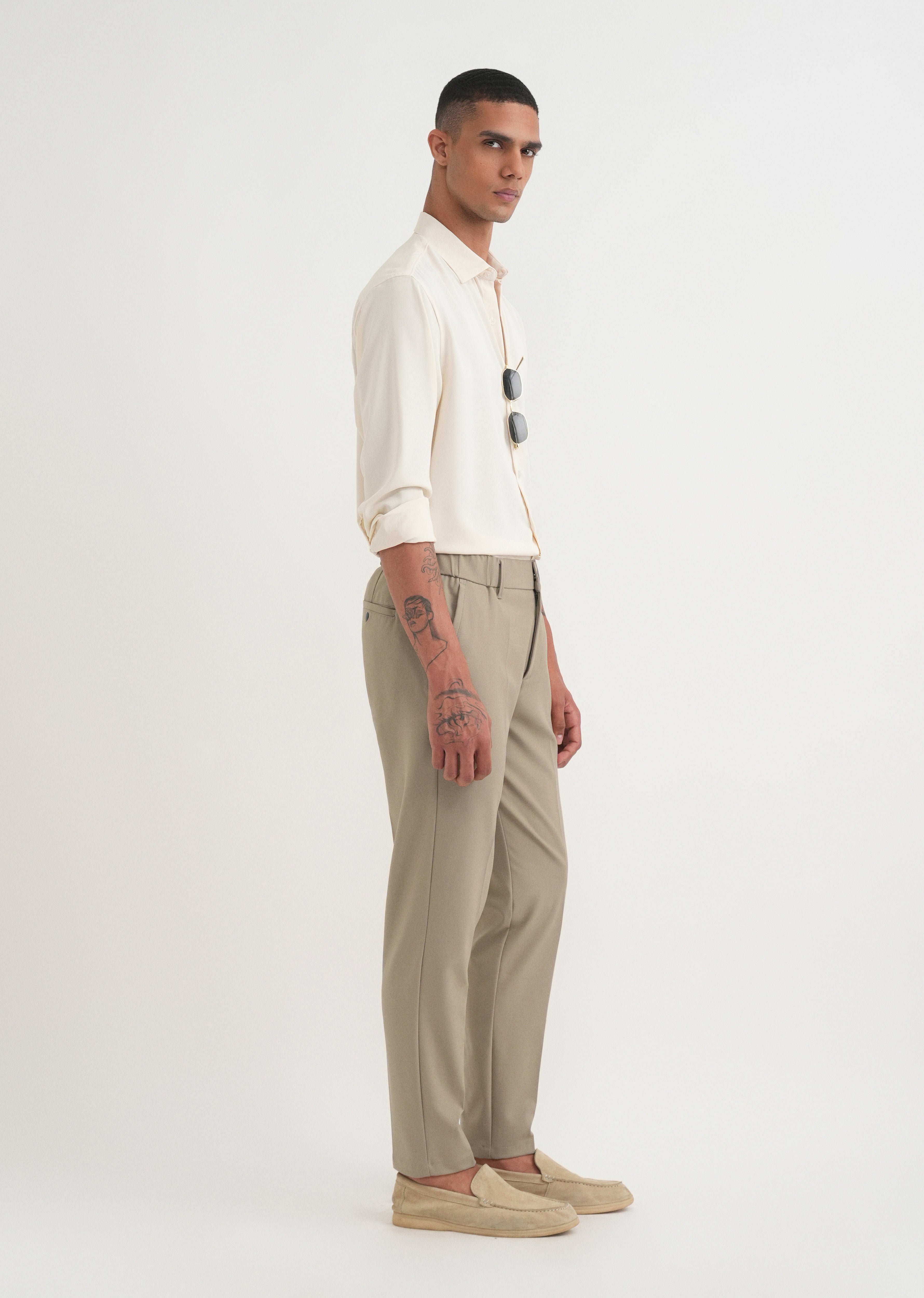 Taupe Semi-Elasticated Trouser