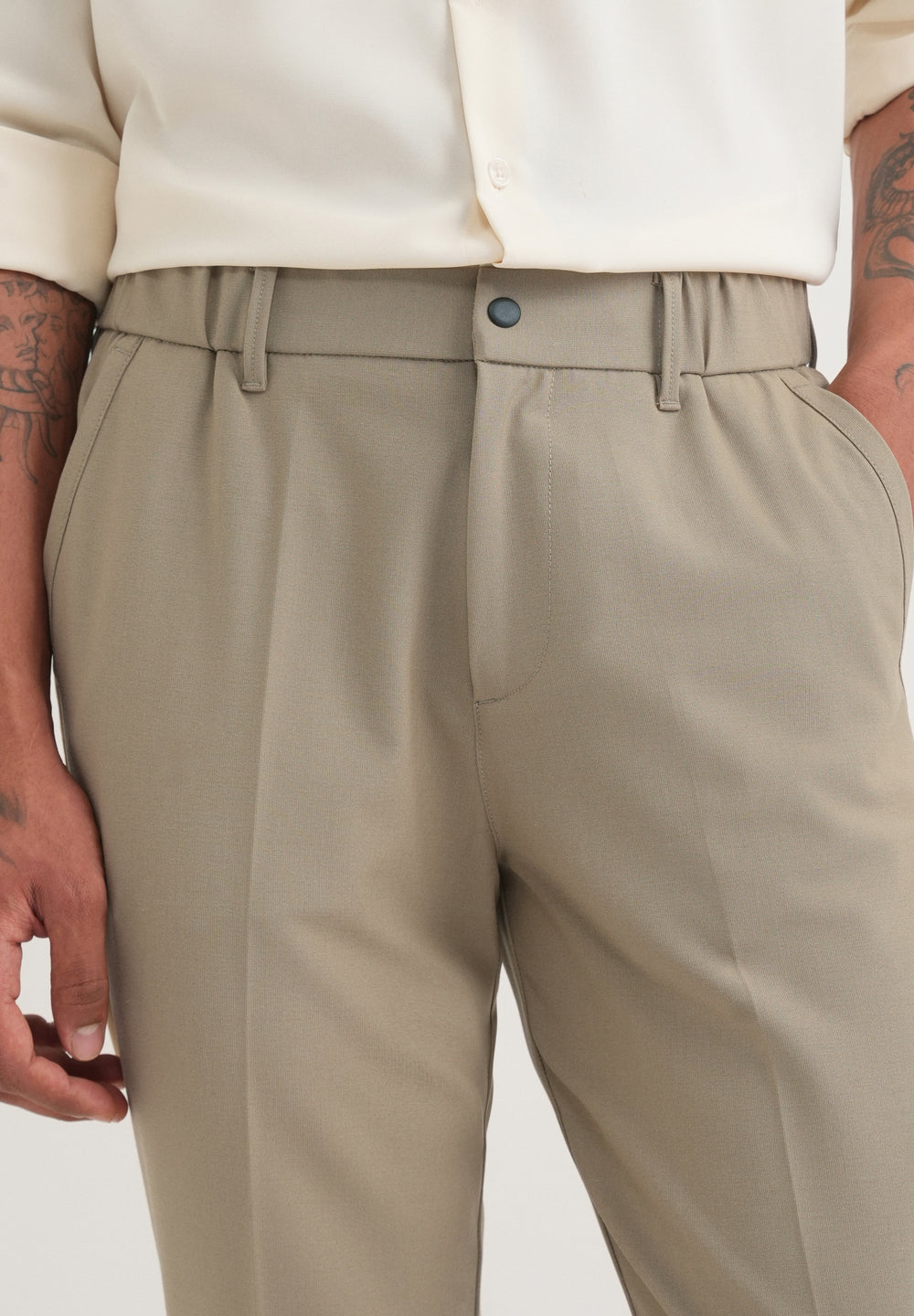 Taupe Semi-Elasticated Trouser
