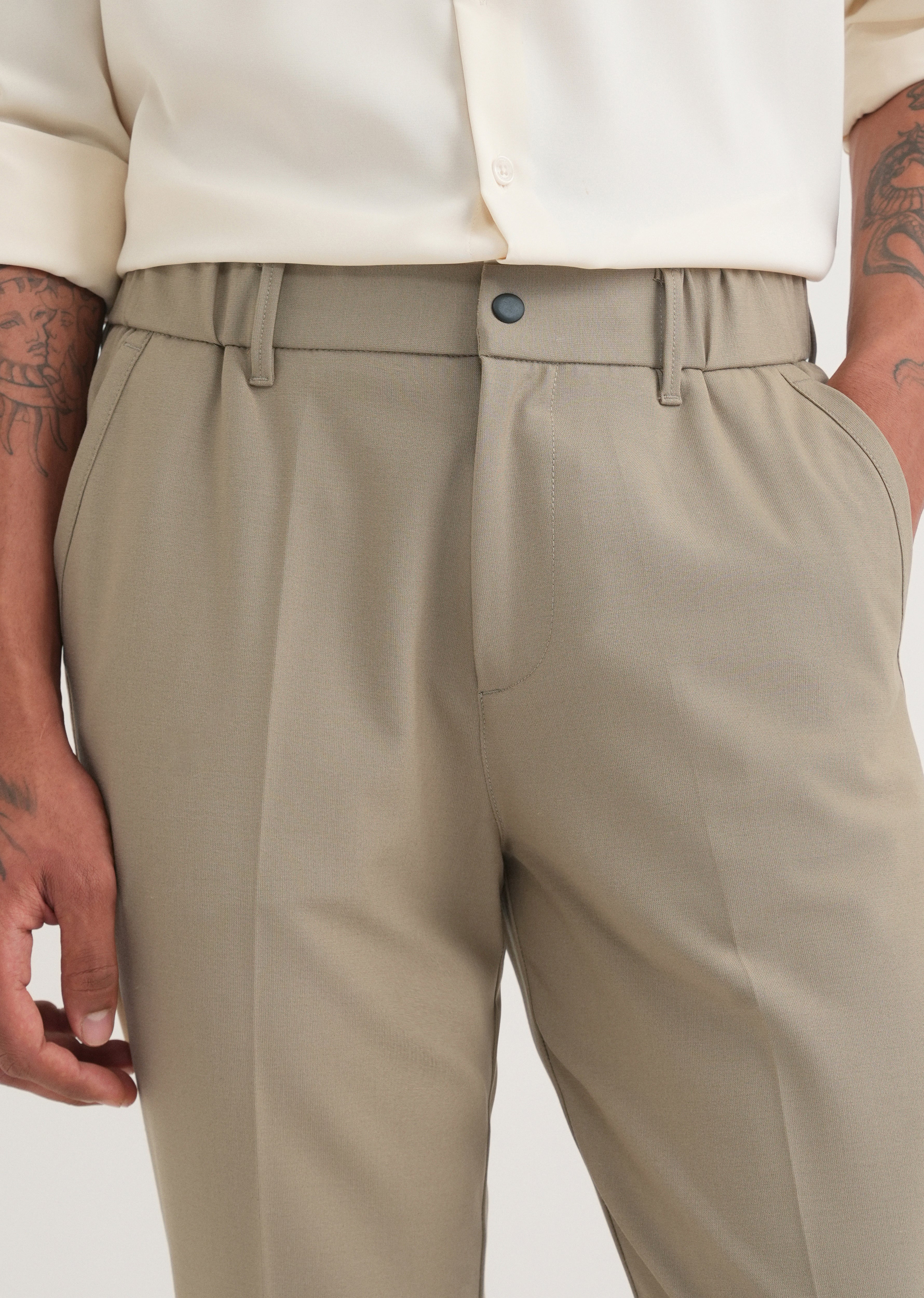 Taupe Semi-Elasticated Trouser