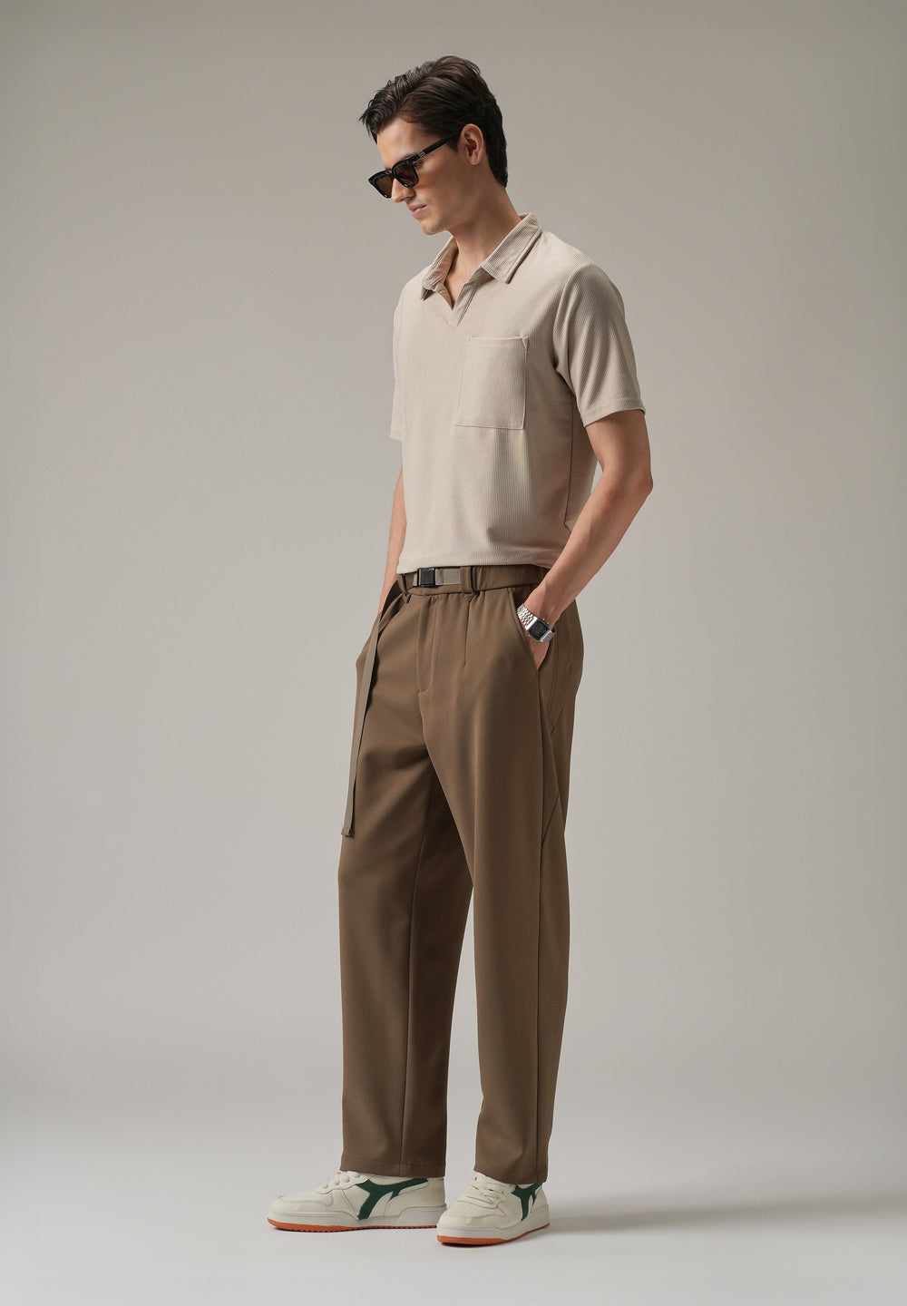 Taupe Stretch Elasticated Pant
