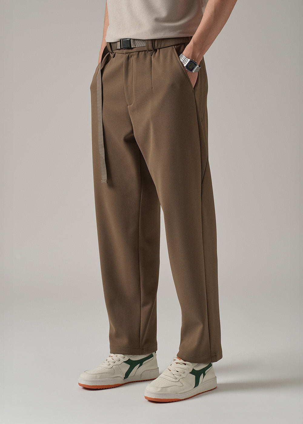 Taupe Stretch Elasticated Pant