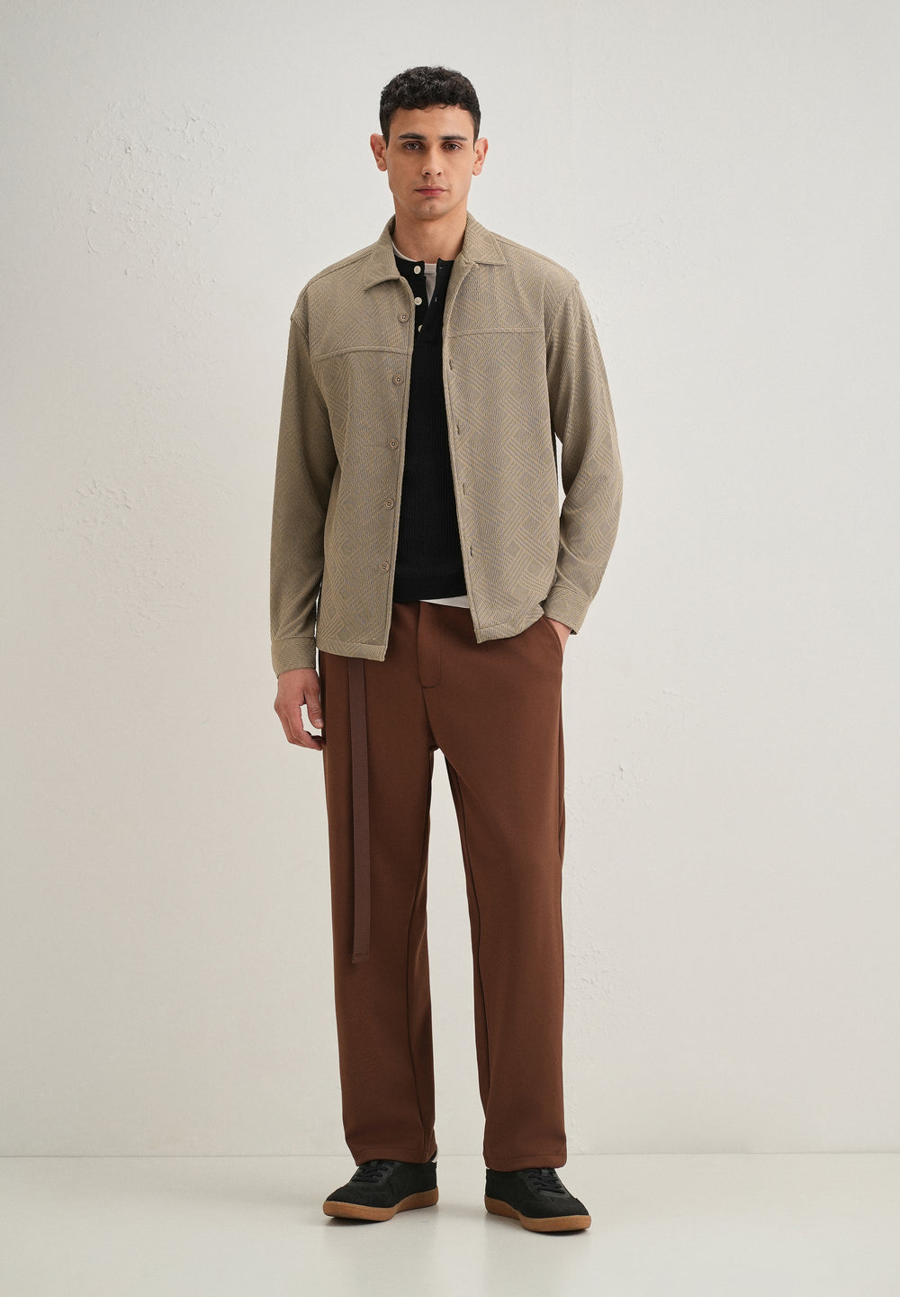 Taupe Textured Knit Shacket