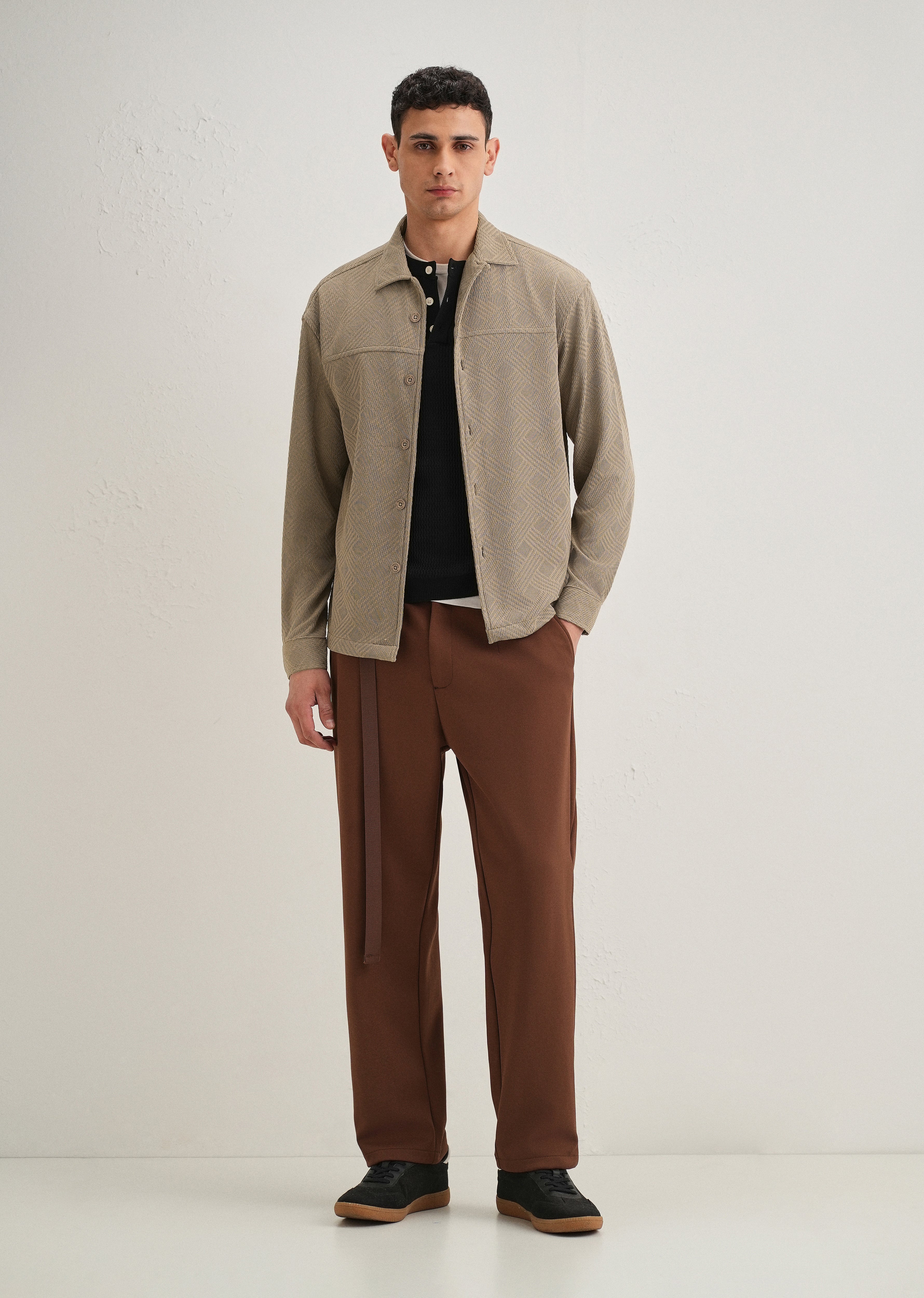 Taupe Textured Knit Shacket