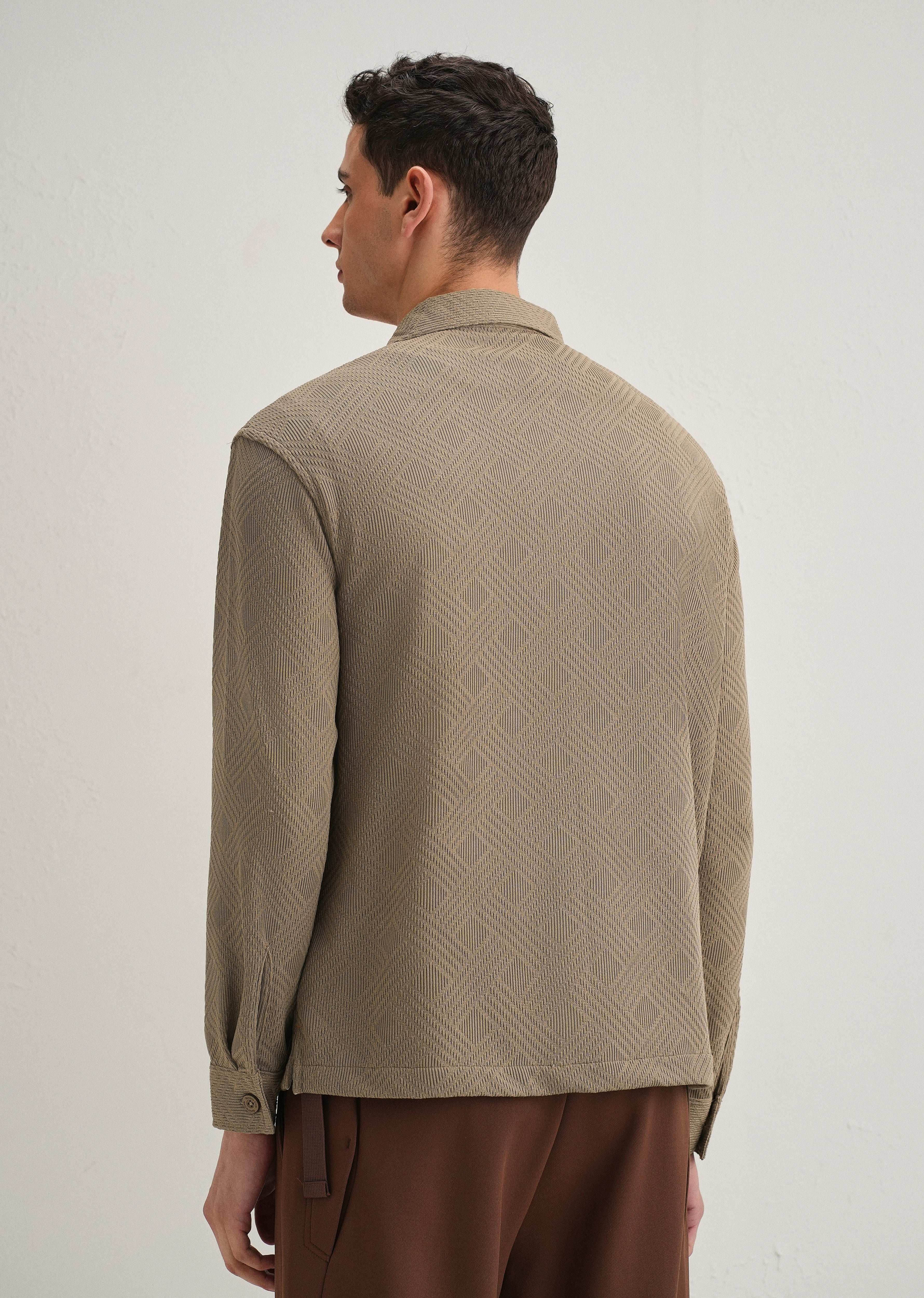 Taupe Textured Knit Shacket