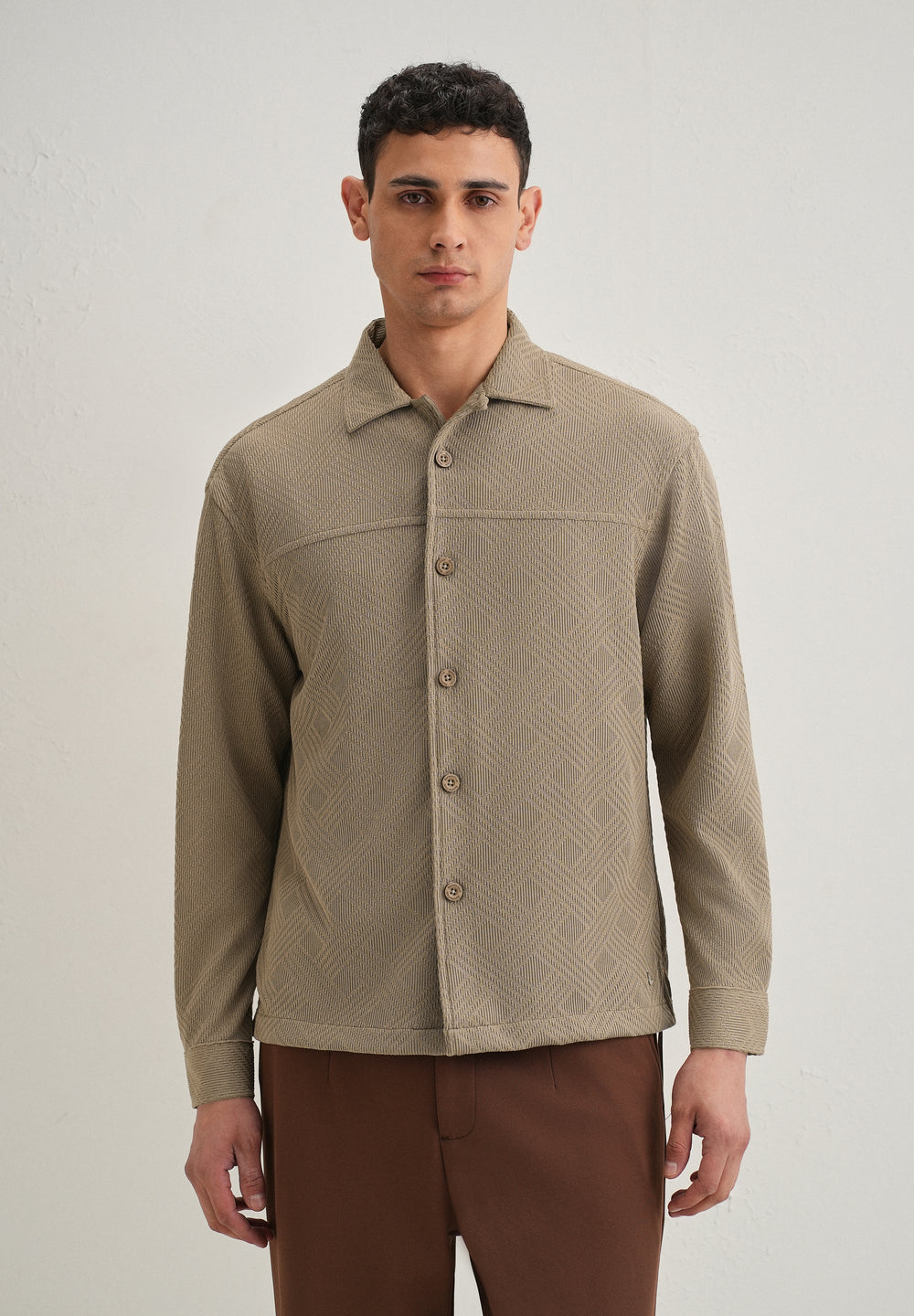 Taupe Textured Knit Shacket