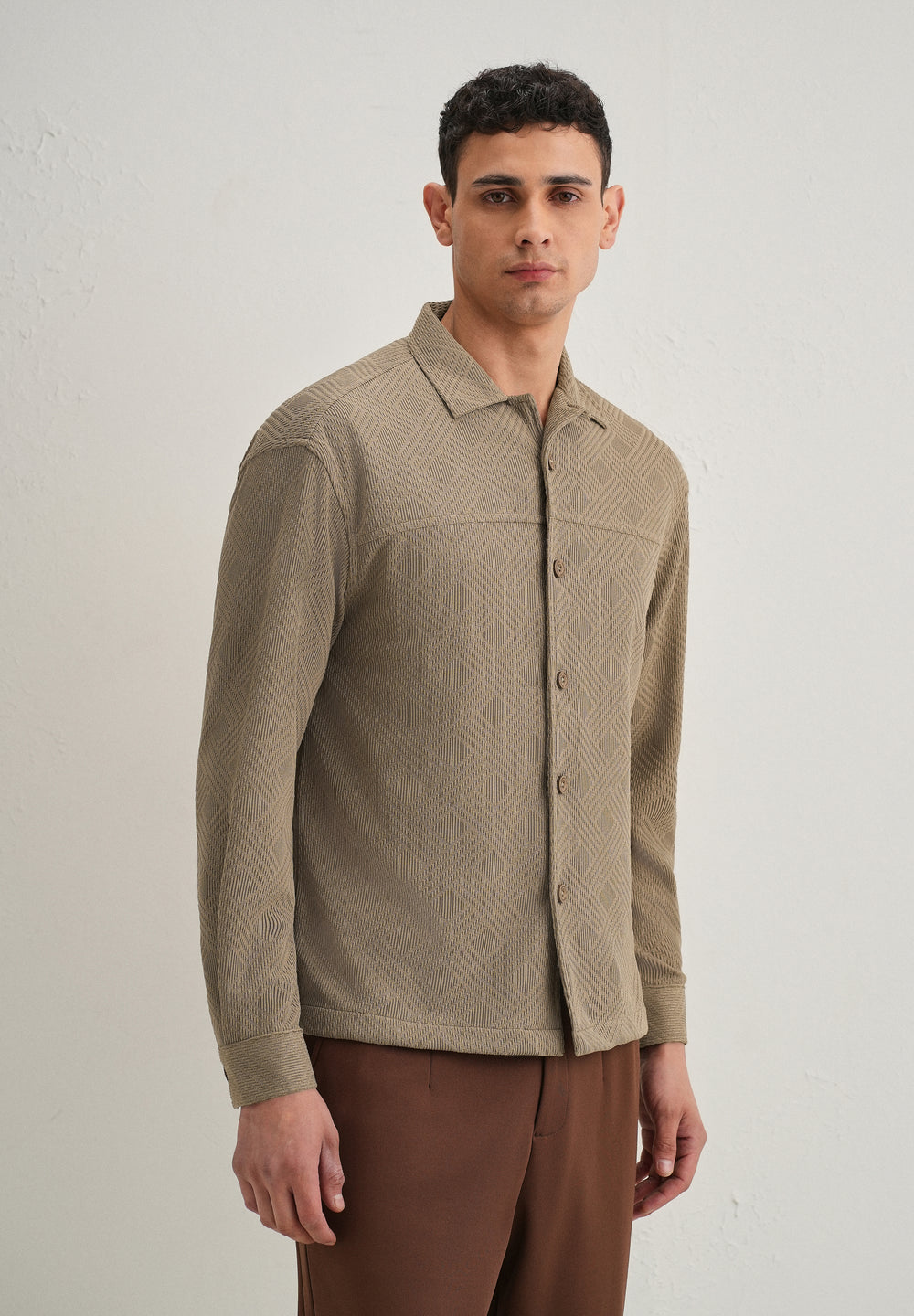 Taupe Textured Knit Shacket