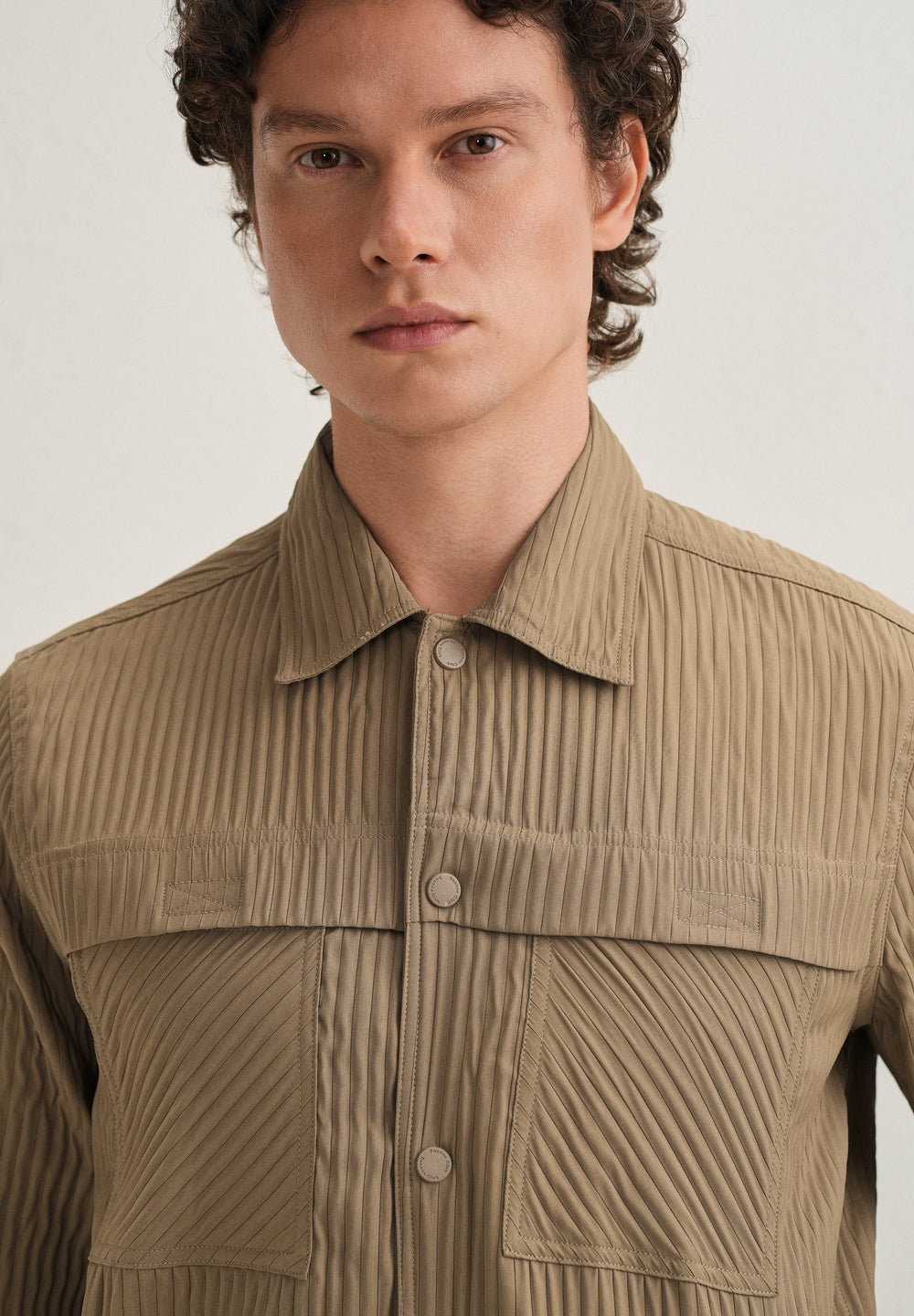 Taupe Textured Utility Shacket