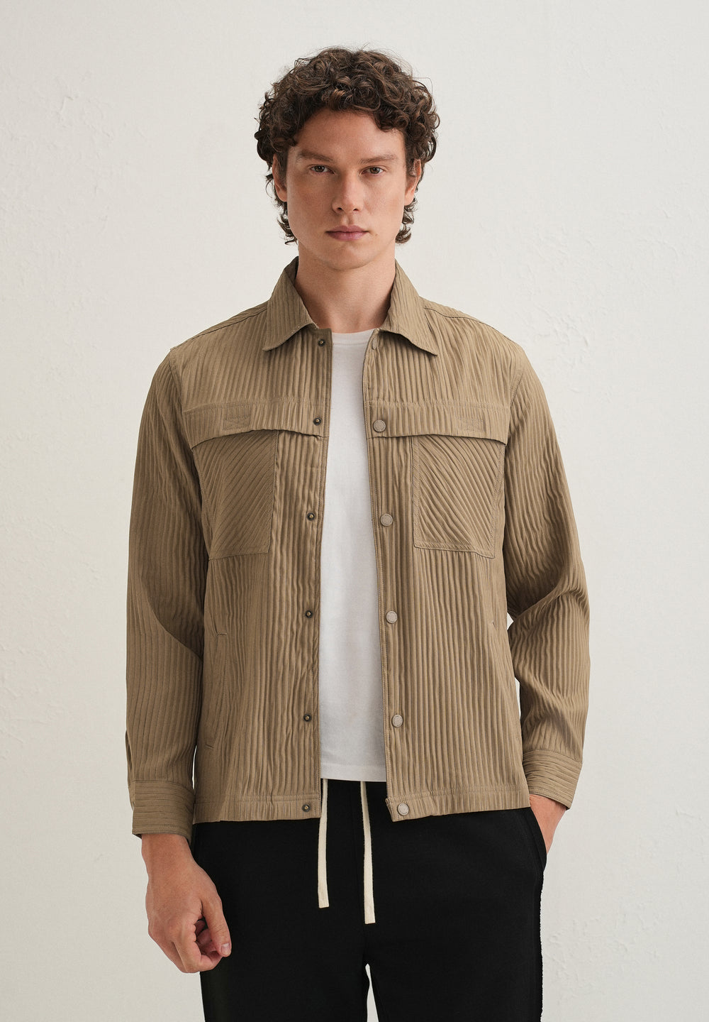 Taupe Textured Utility Shacket