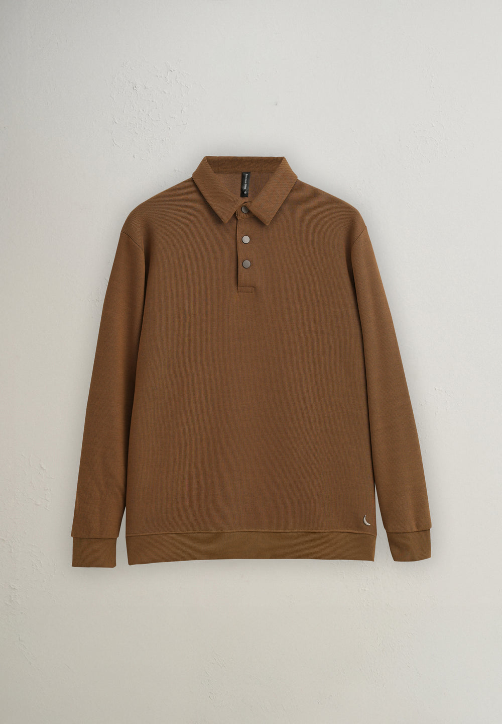 Taupe Knitted Polo Sweatshirt