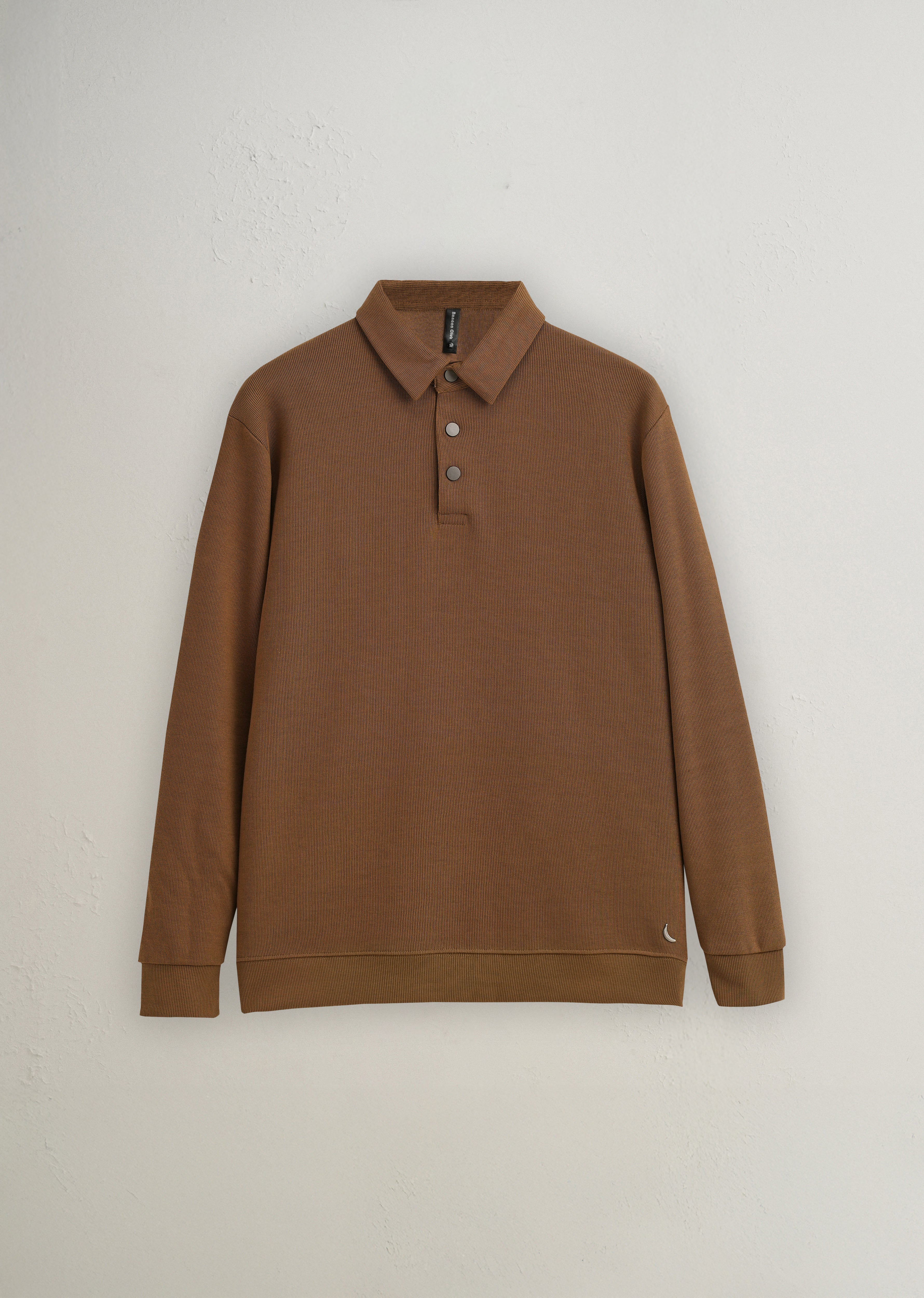 Taupe Knitted Polo Sweatshirt