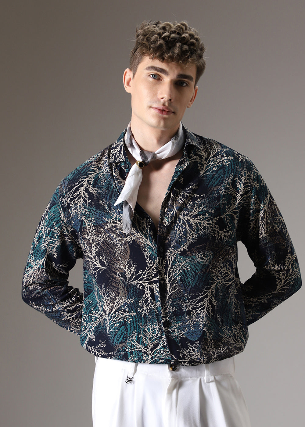 Teal Coral Feather Shirt