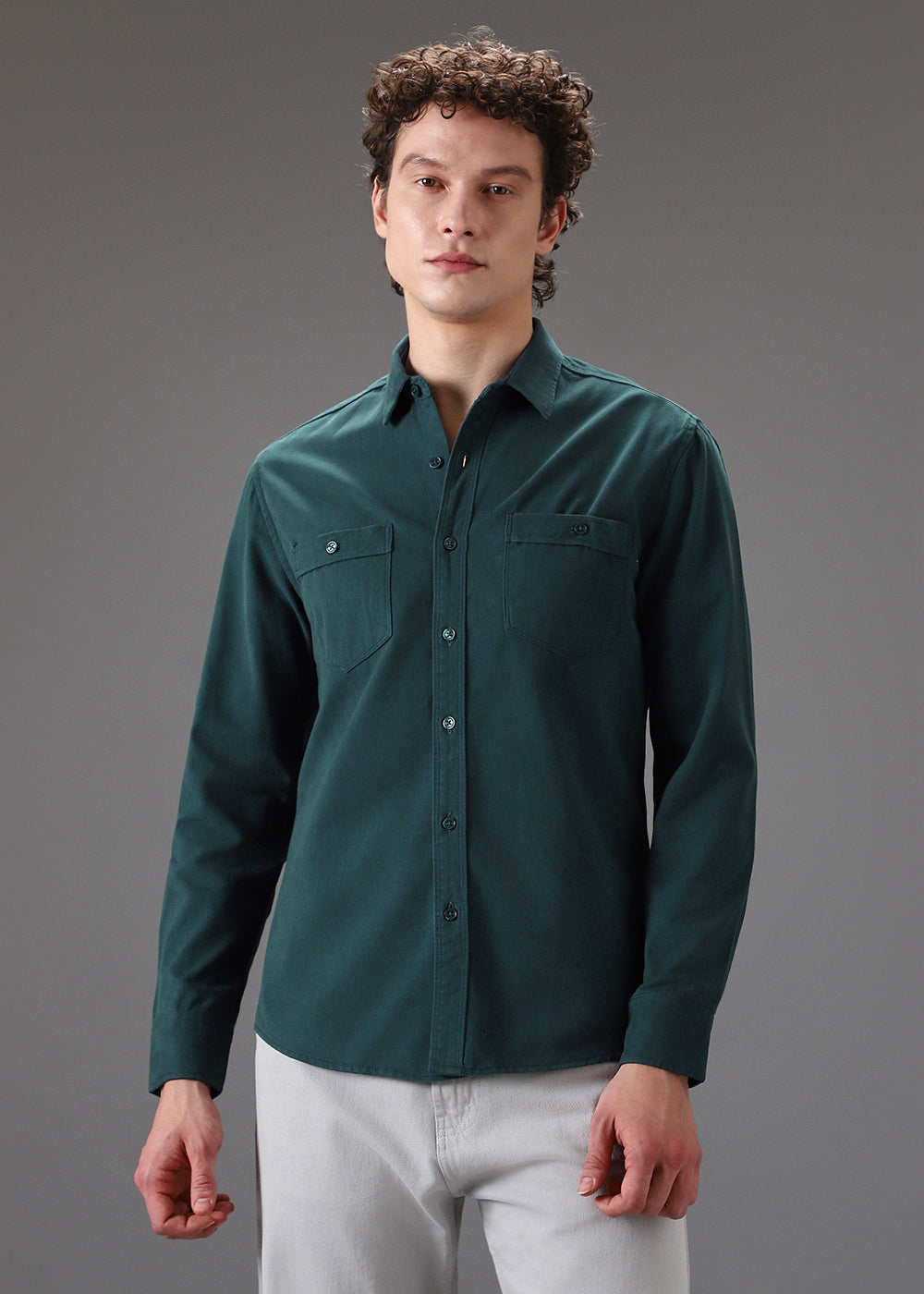 Teal Double Pocket Shirt