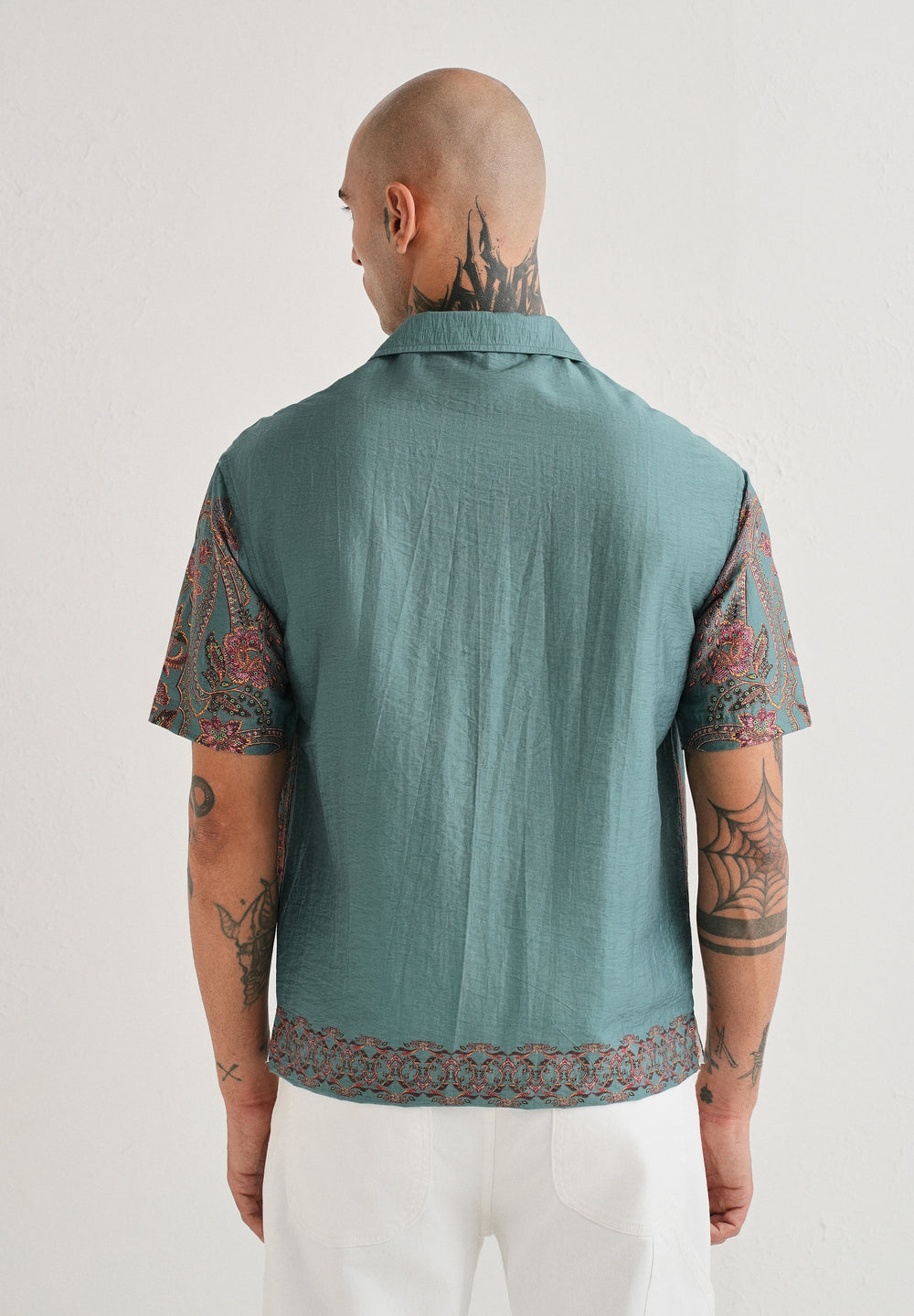 Teal Ornate Paisley Printed Shirt