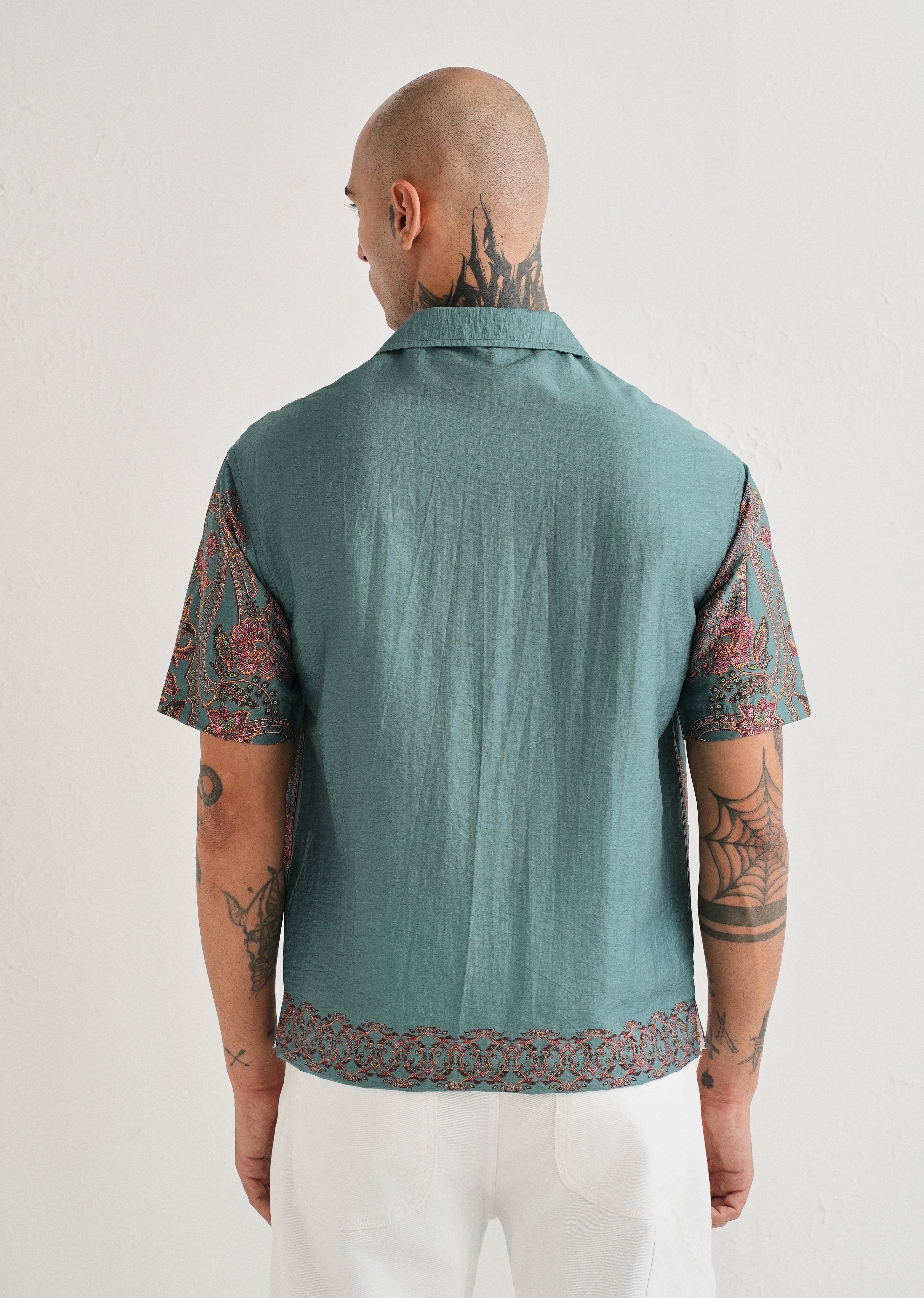 Teal Ornate Paisley Printed Shirt