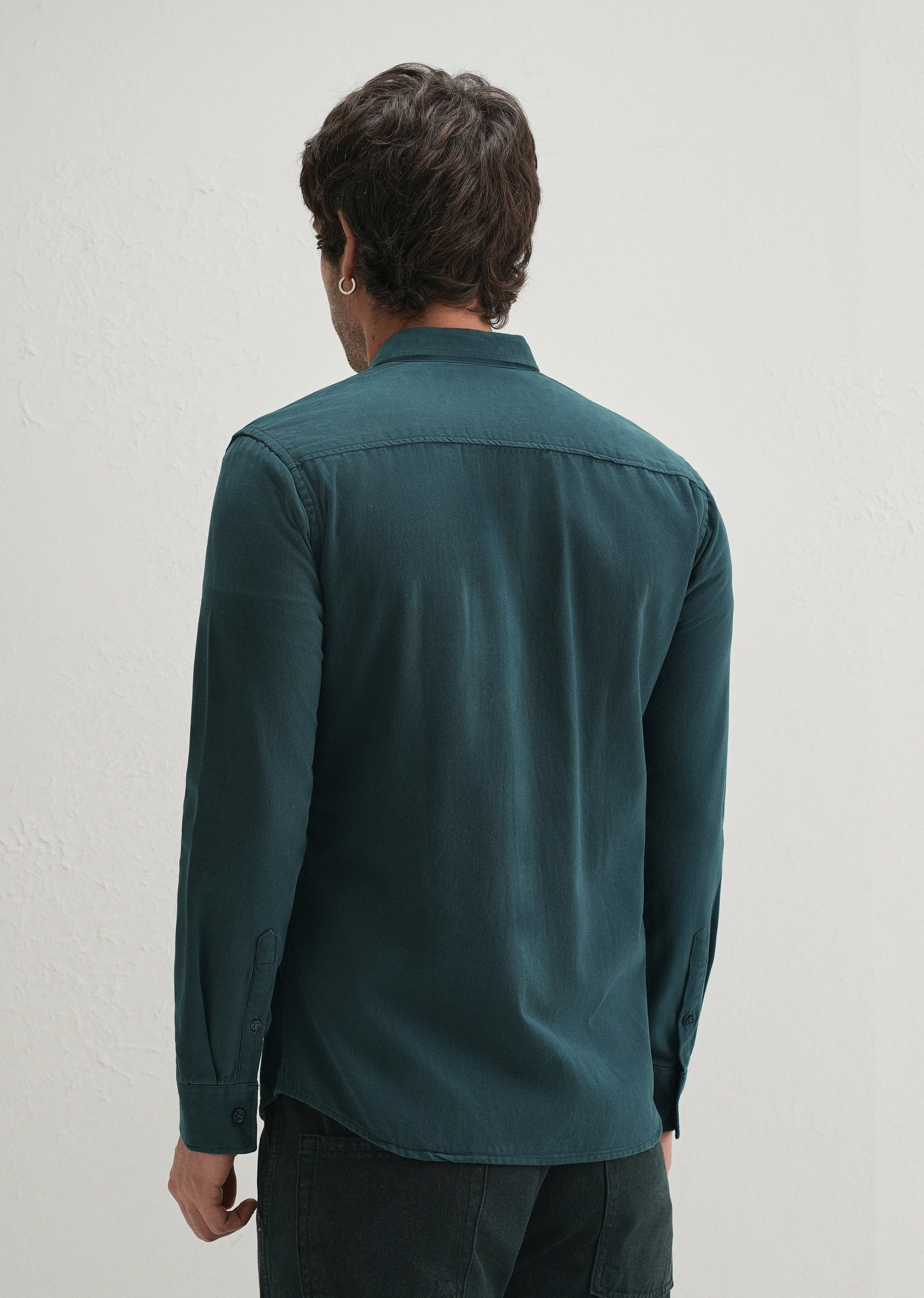Teal Plain Double Pocket Shirt