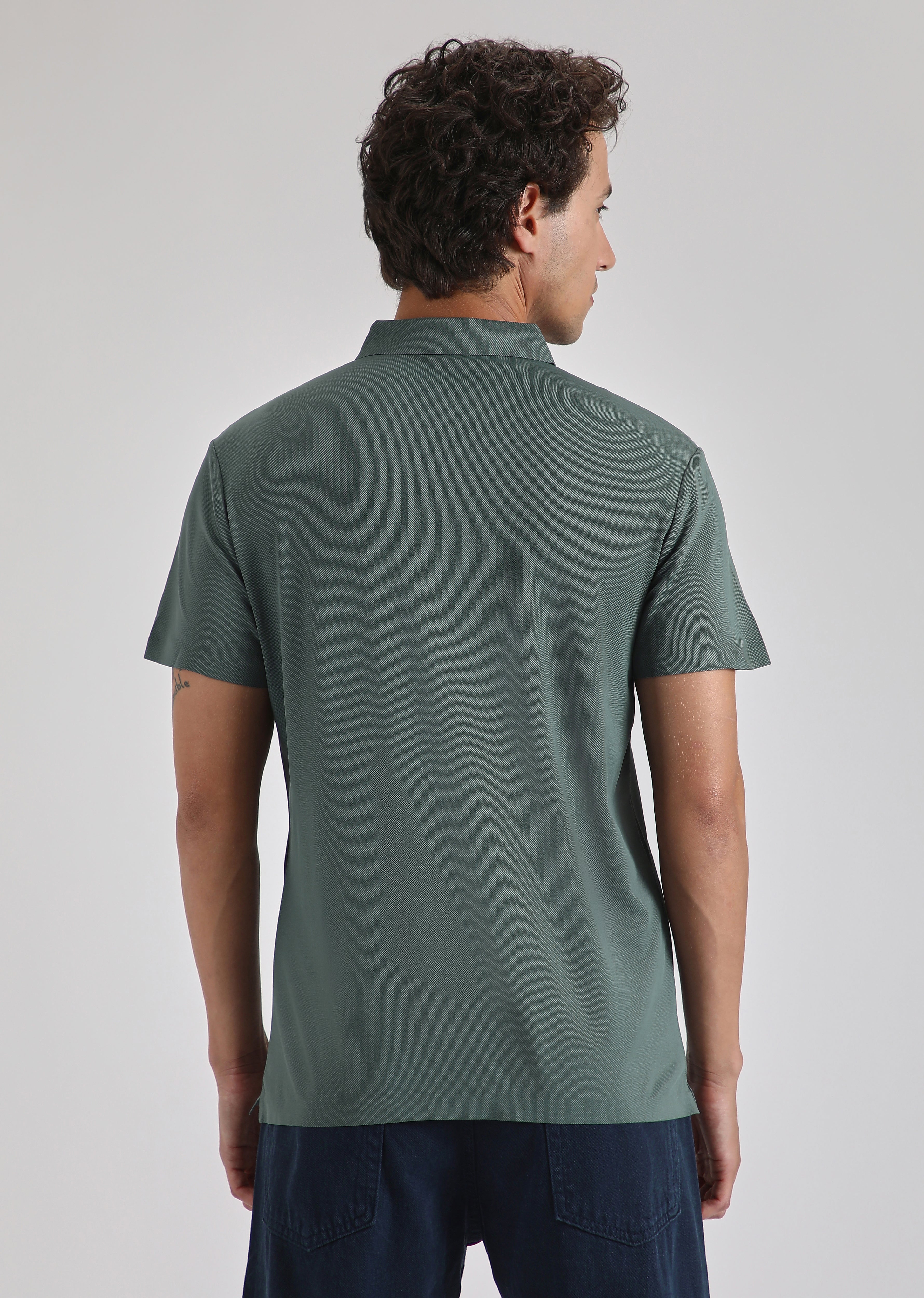 Teal Zipper Stitchless Polo T-shirt