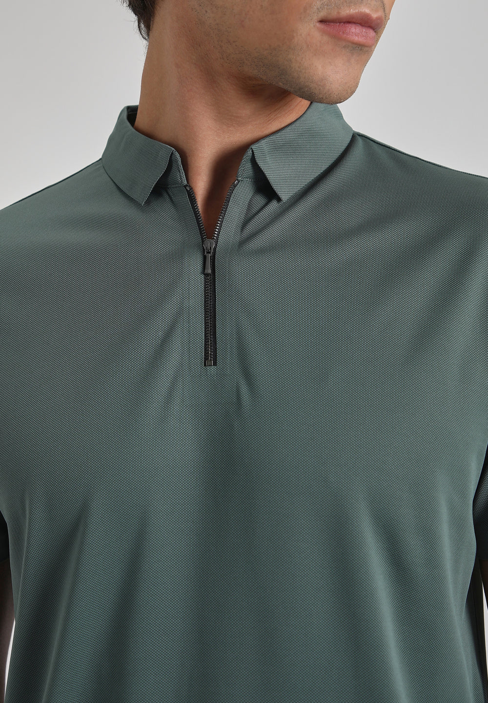 Teal Zipper Stitchless Polo T-shirt
