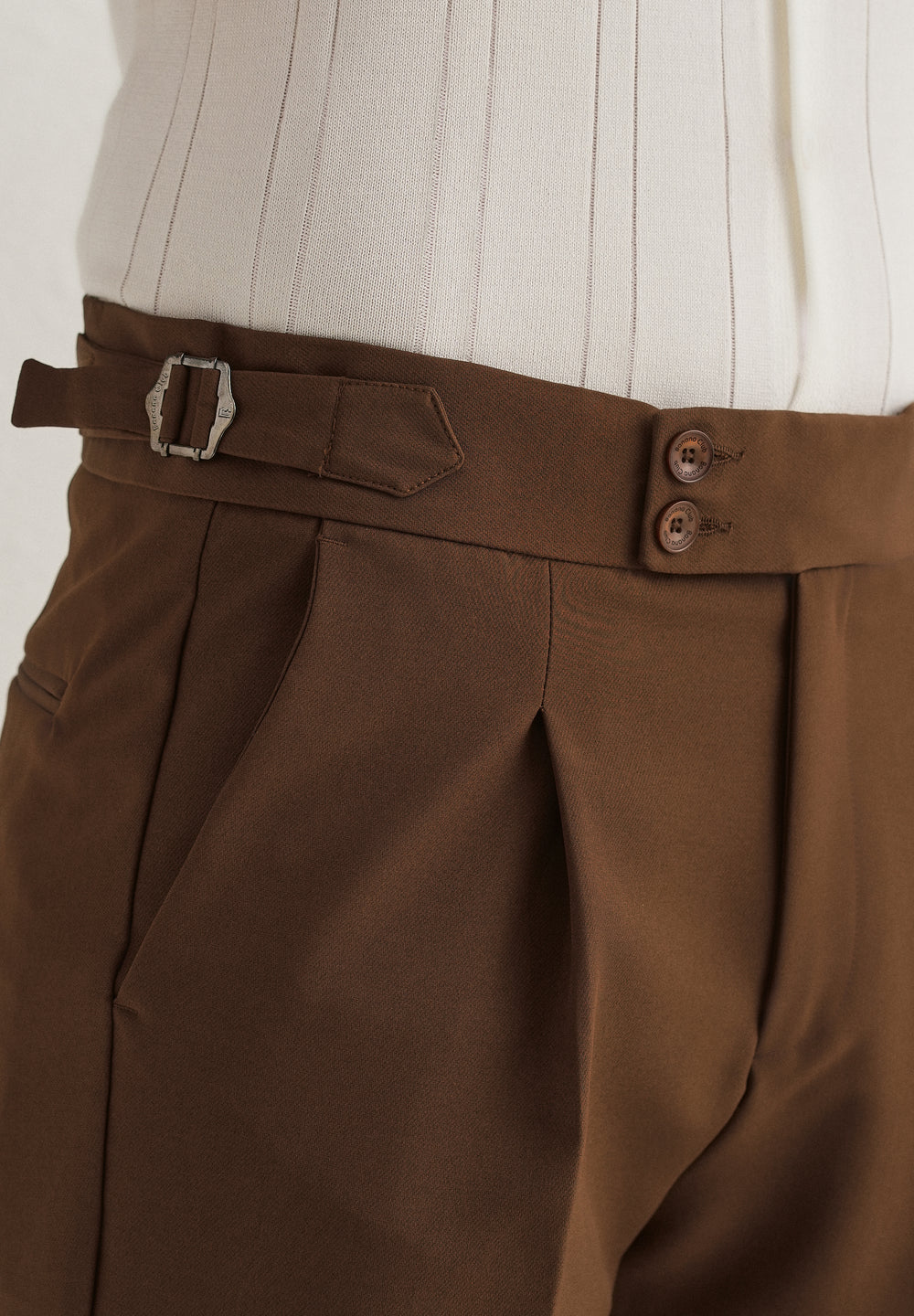 Terracotta Brown Pleated Gurkha Pant