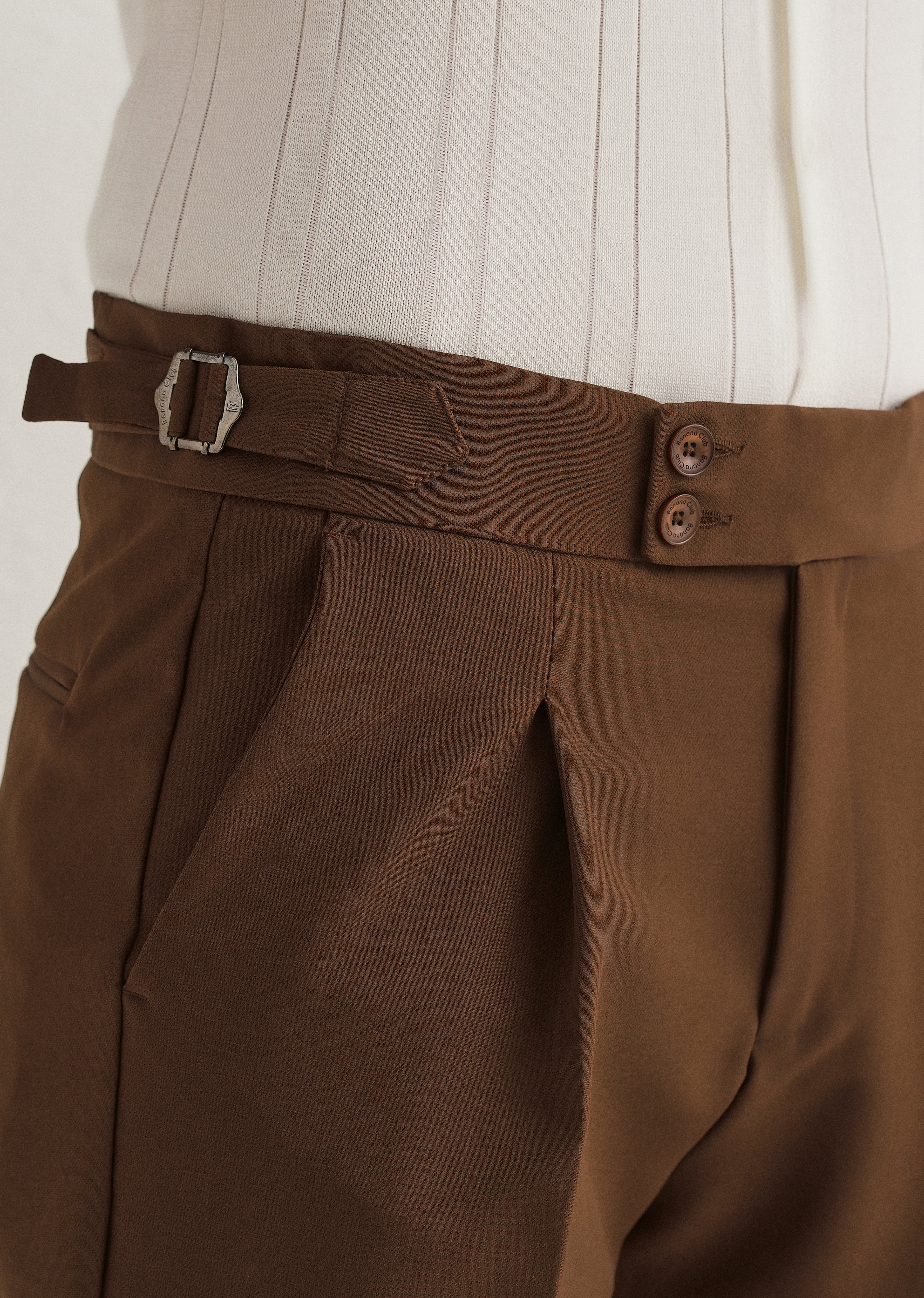 Terracotta Brown Pleated Gurkha Pant