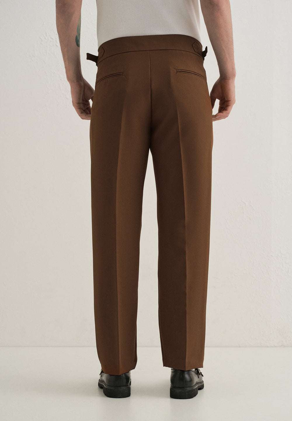 Terracotta Brown Pleated Gurkha Pant